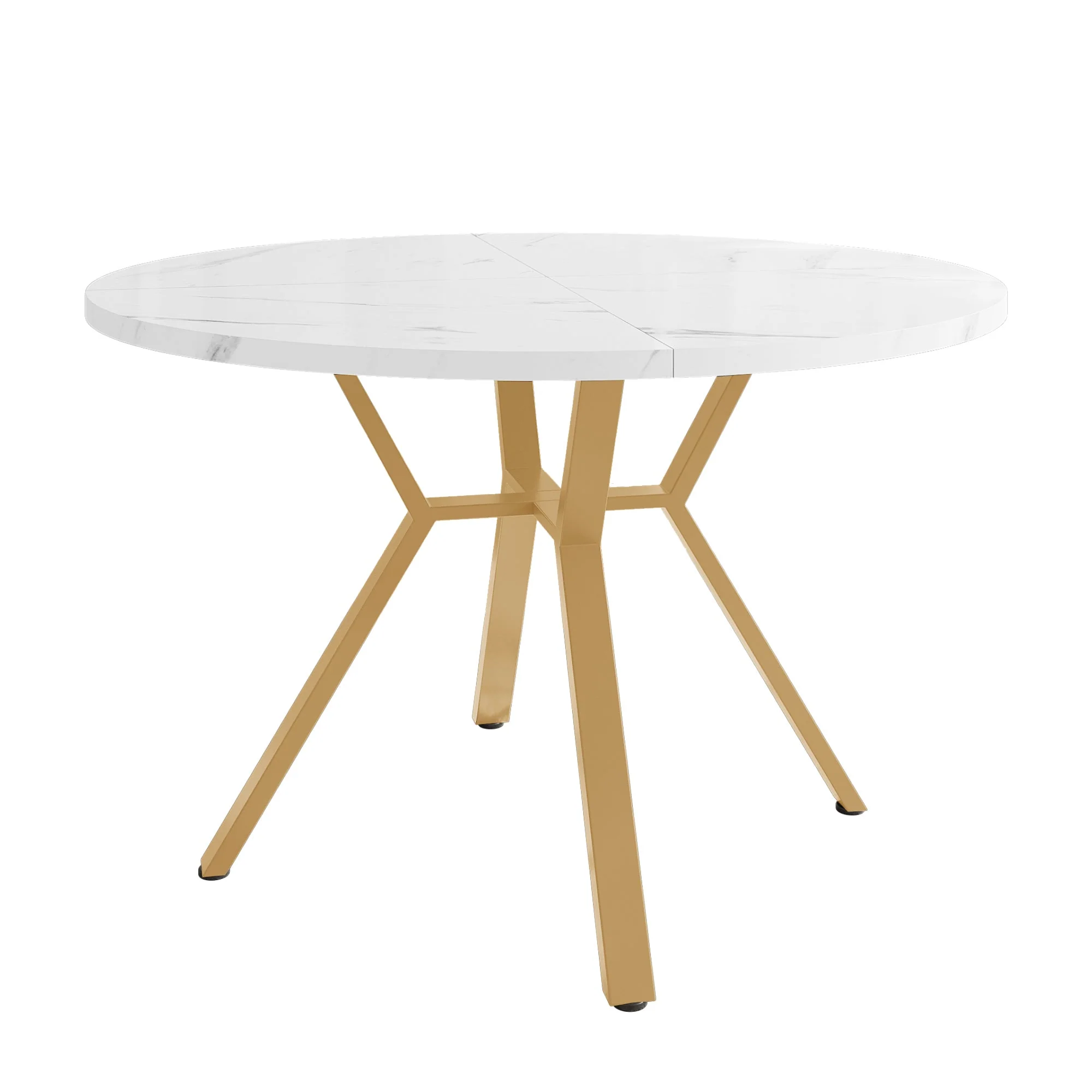 Round Marble Dining Table 1m and X-Leg Coffee Table - Black Gold - Image 3