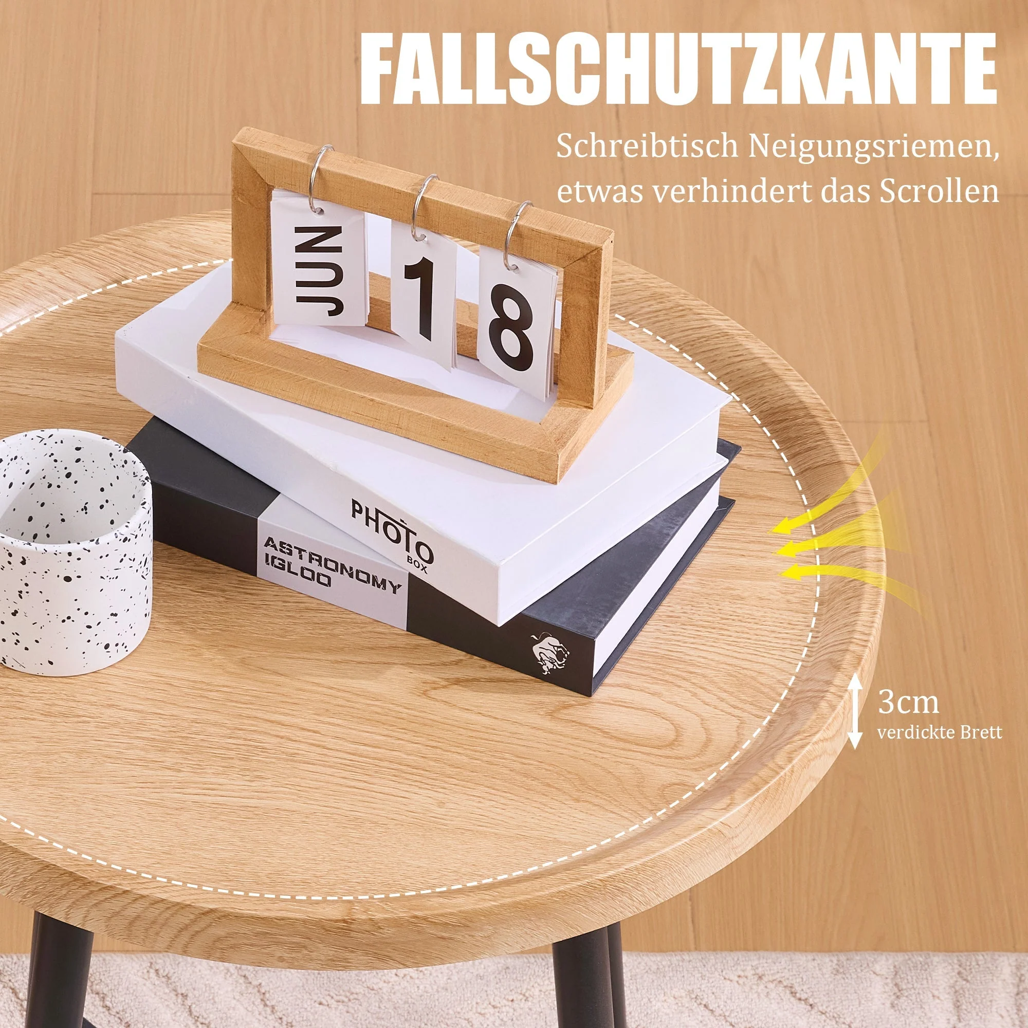 Round Side Table Modern Minimalist Compact - Wood/Metal Frame - Image 2