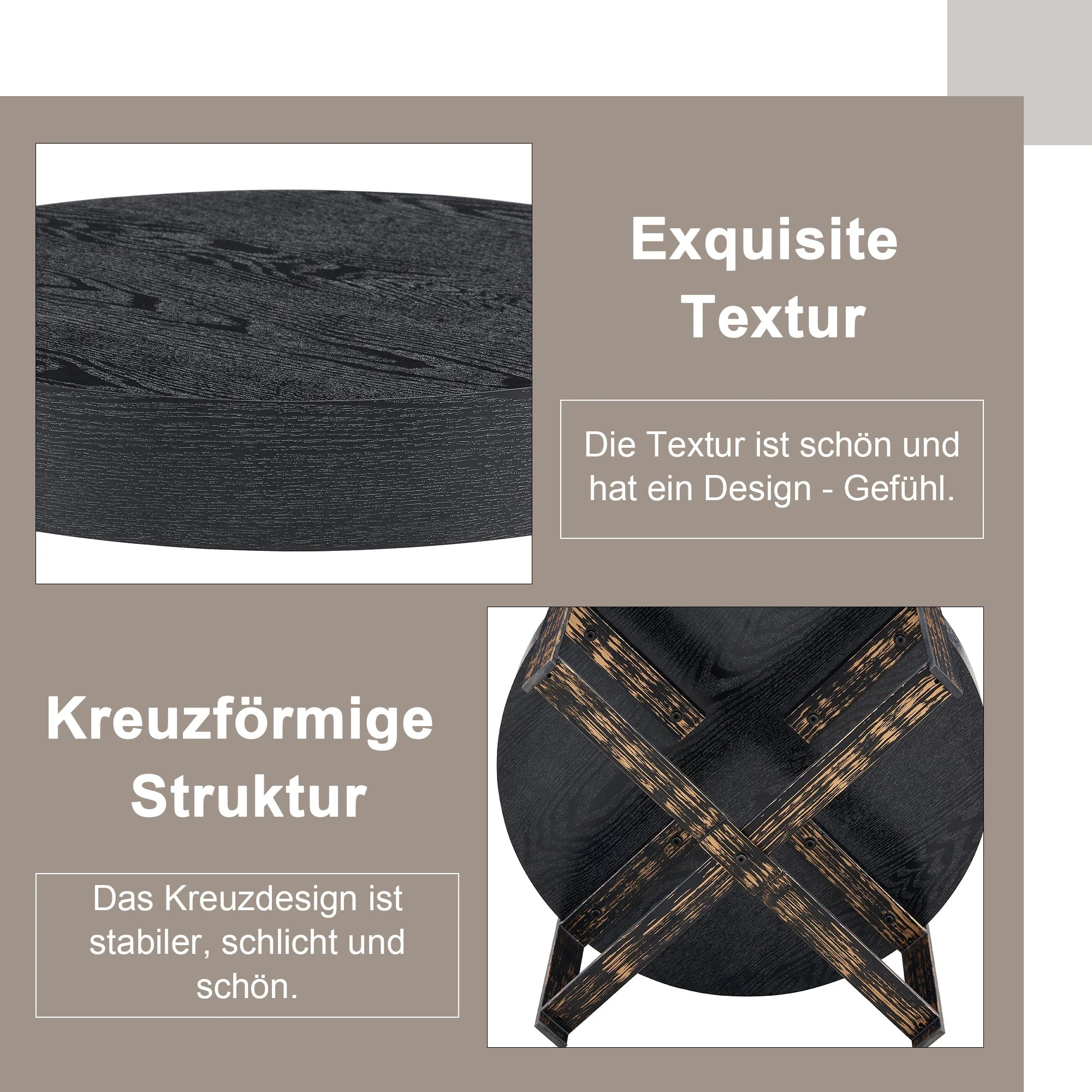 Round Side Table Modern Minimalist Ø 68 cm Metal Cross-Legged - Black - Image 7