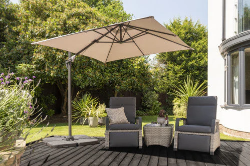 Royce - Junior 2.5m Square Cantilever Parasol with Night Cover (Taupe) - Image 2