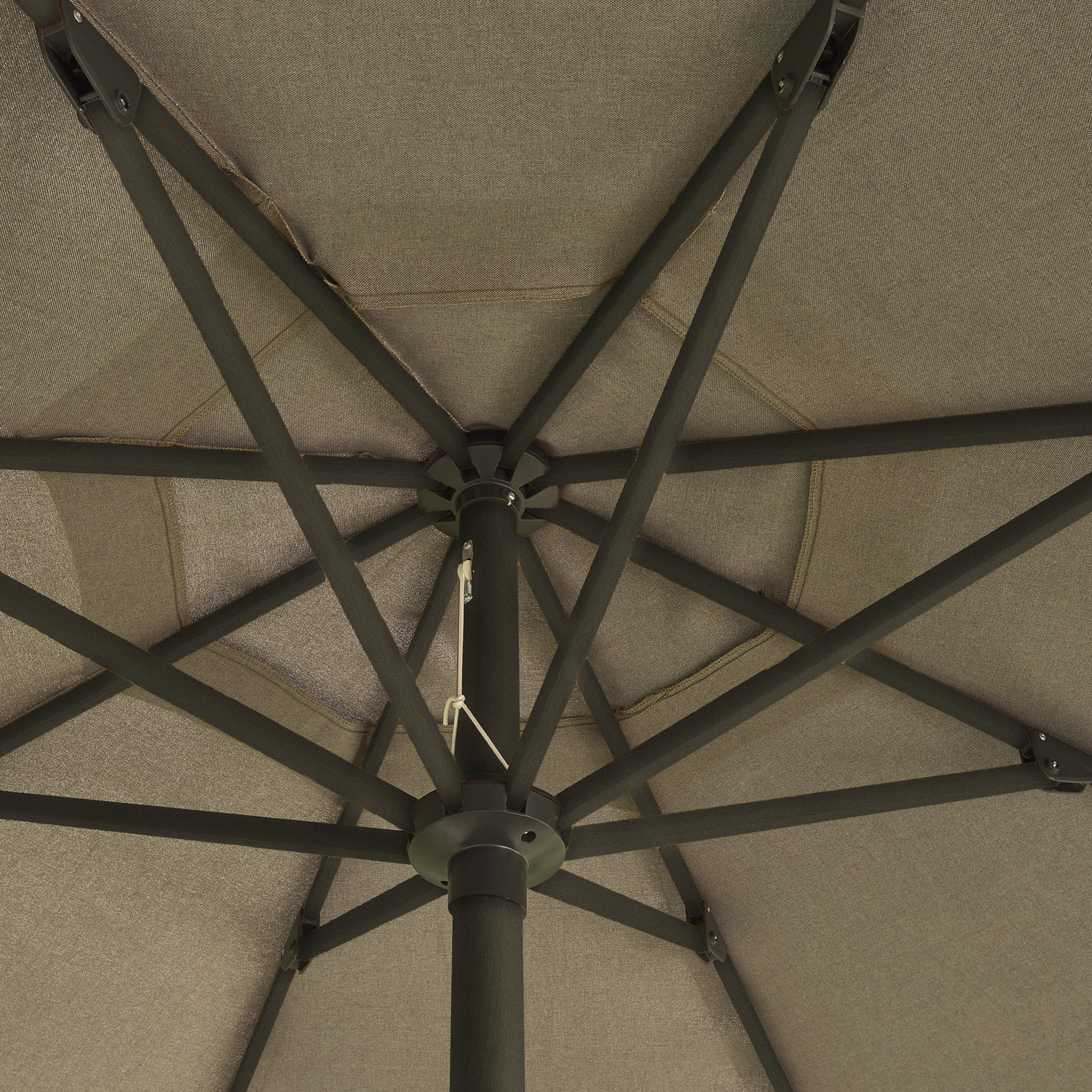 Royce - Premium 3m Round LED Parasol with Novasun™ Smoke Grey Canopy & Cover (Wood Look Frame) - Image 3