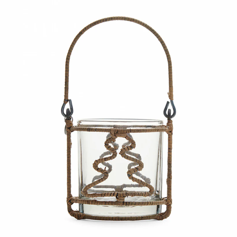 Rustic Rattan Christmas Tree Votive