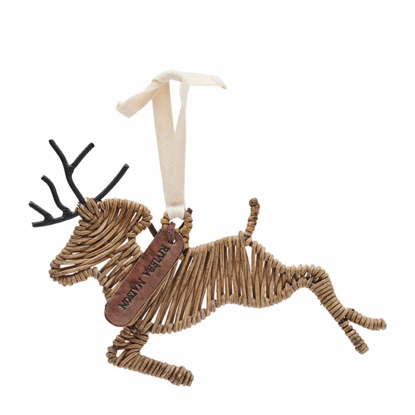 Rustic Rattan Deer Ornament