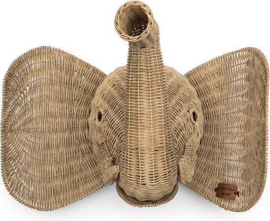 Rustic Rattan Elephant Wall Decoration