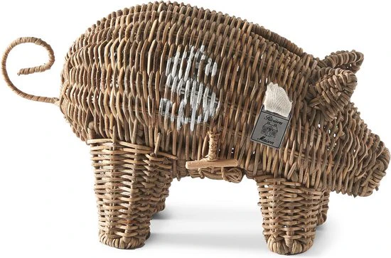 Rustic Rattan Piggy Money Saver