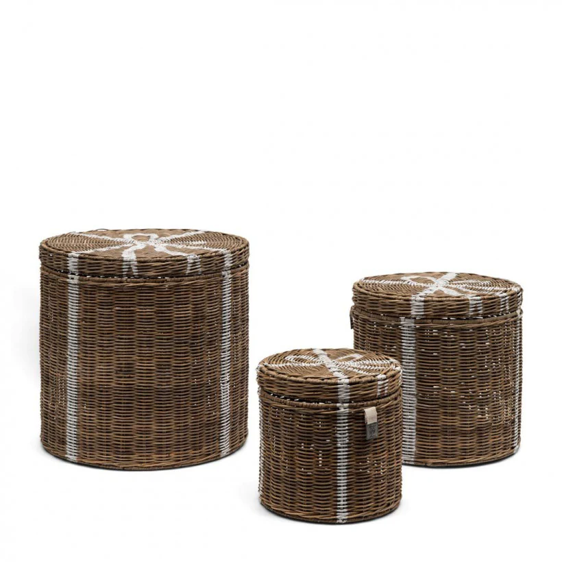 Rustic Rattan Pretty Gift Basket Set Of 3 pieces