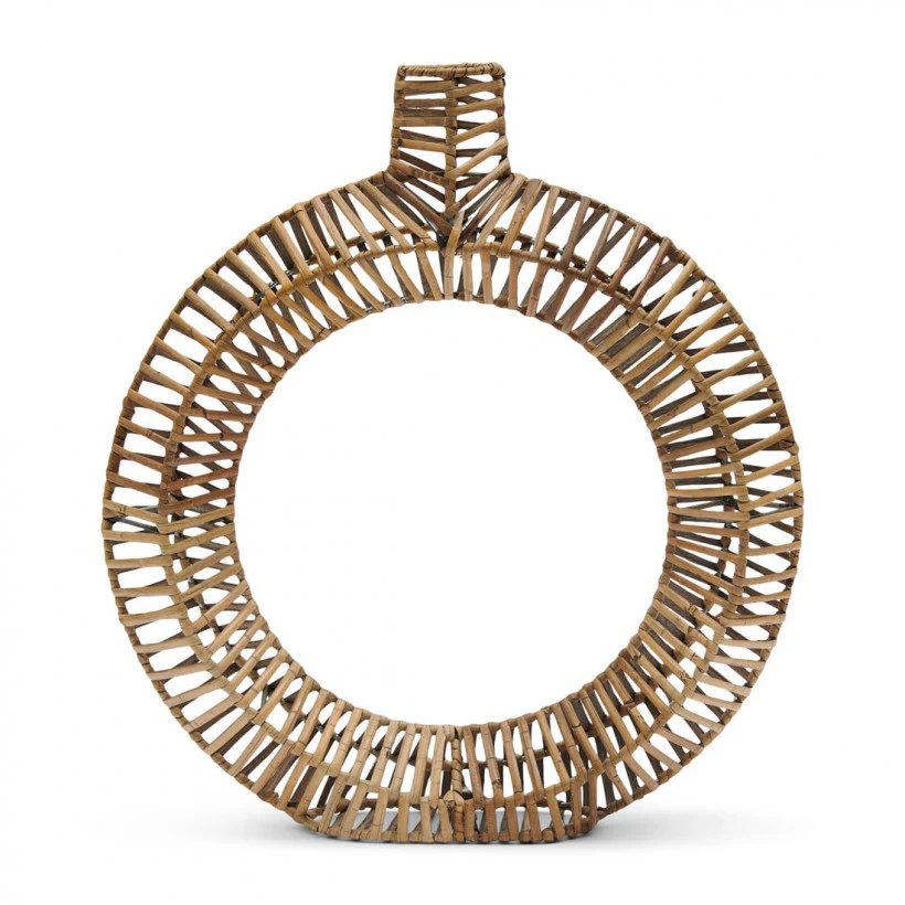 Rustic Rattan Round Decoration Vase L