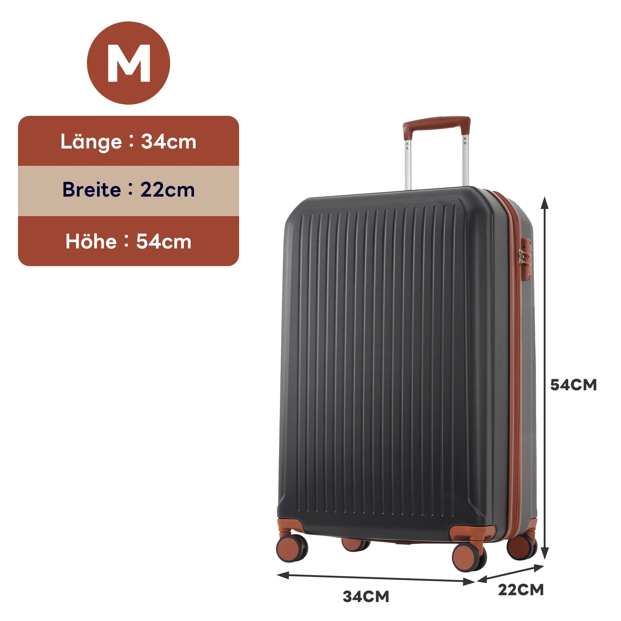 S&M&L&XL Luggage Set Hard Shell 360° Double Wheels TSA Lock Metal Handles - Image 7