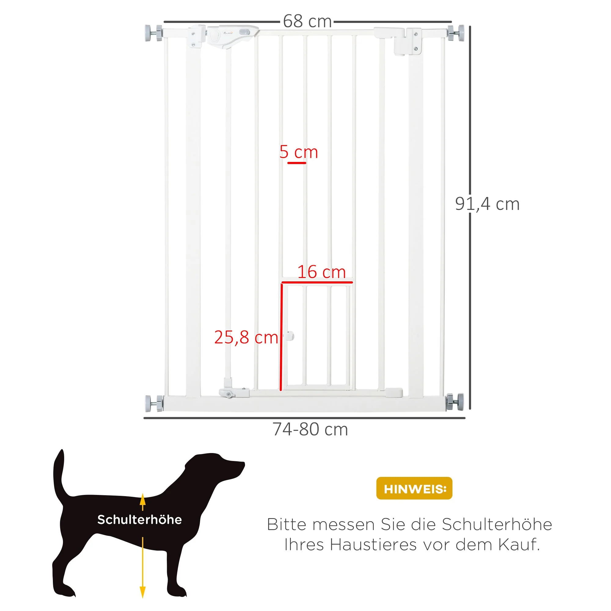 Safety Gate, Automatic Closing, 74-80cm, Steel - Image 3