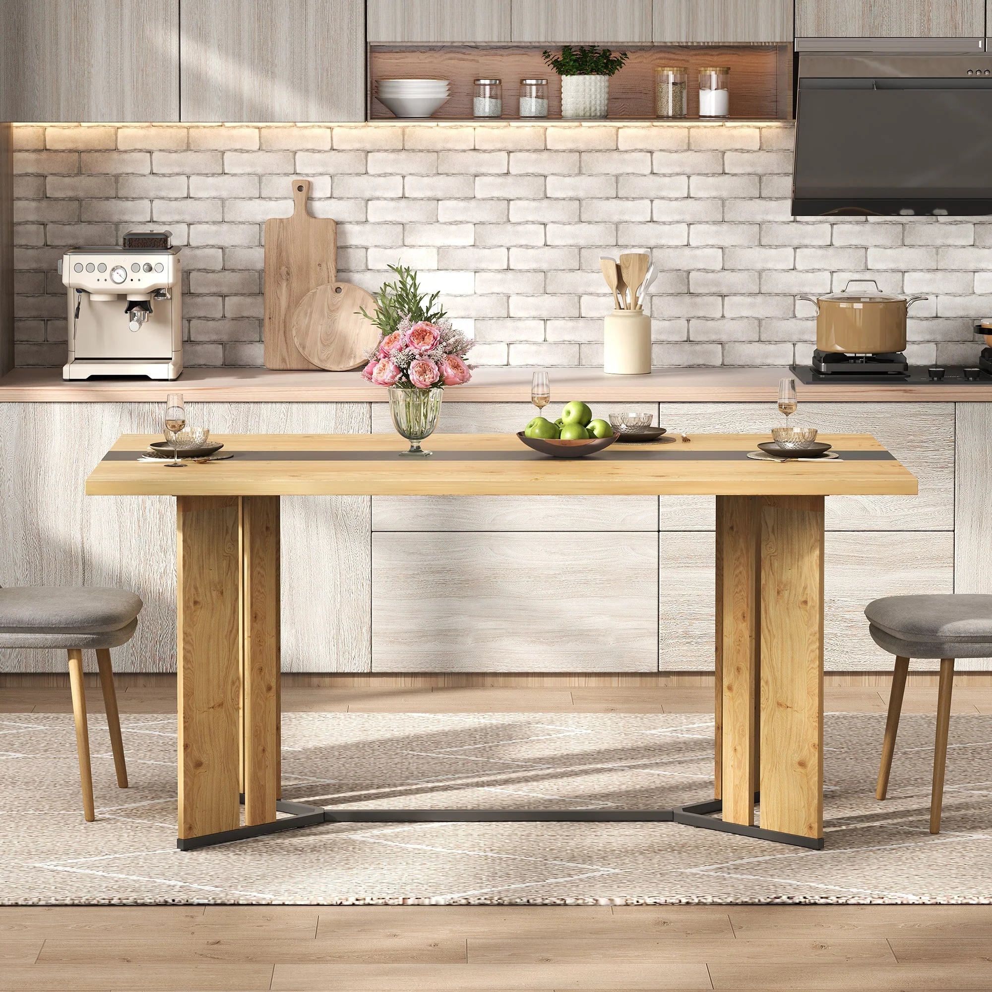 Scandinavian Dining Table 150cm, 2.8cm Thick, Waterproof, Oak Wood - Image 9