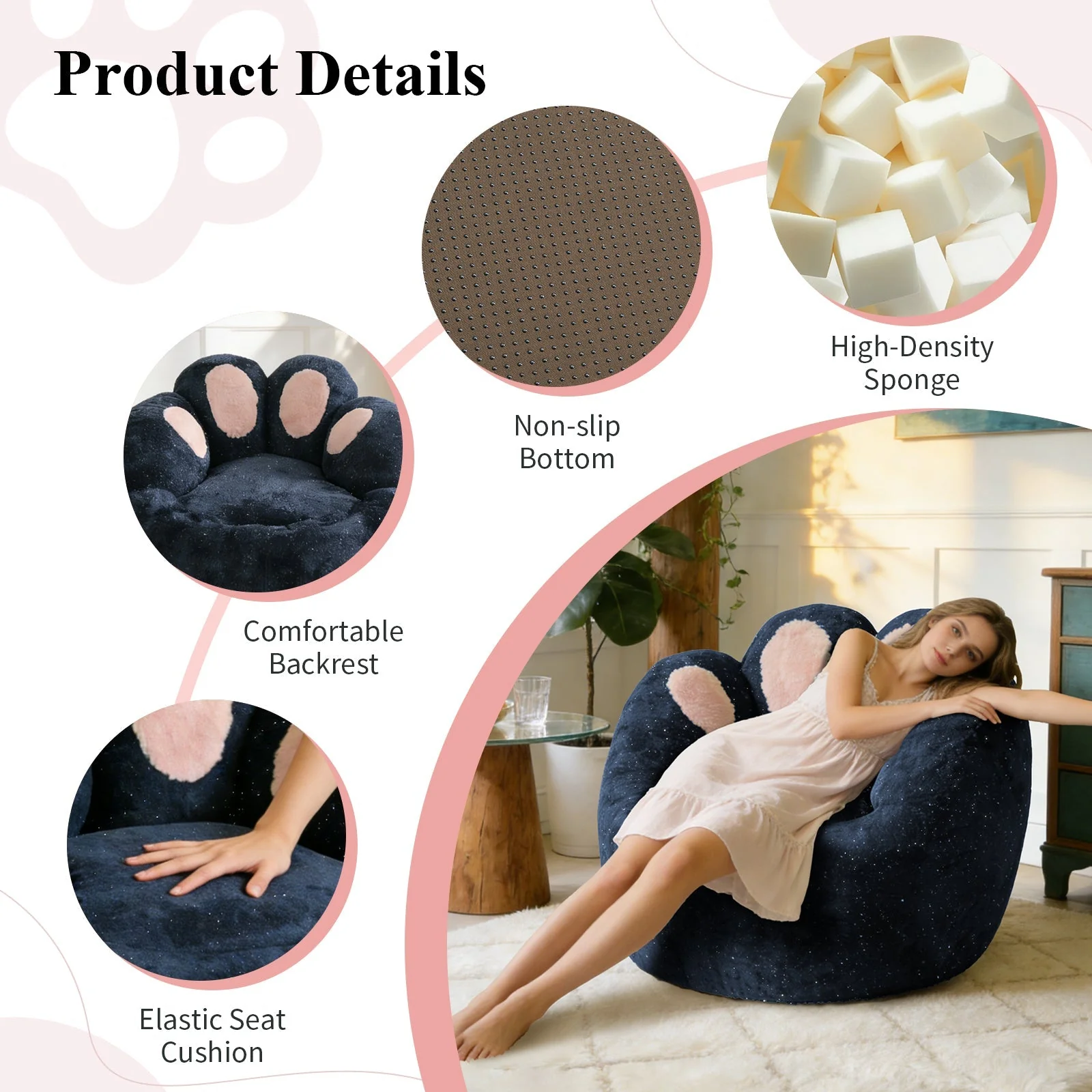 Sculptural Lounge Chair with Paw-Inspired Curved Contour Design, Lazy Sofa Chair - Image 4