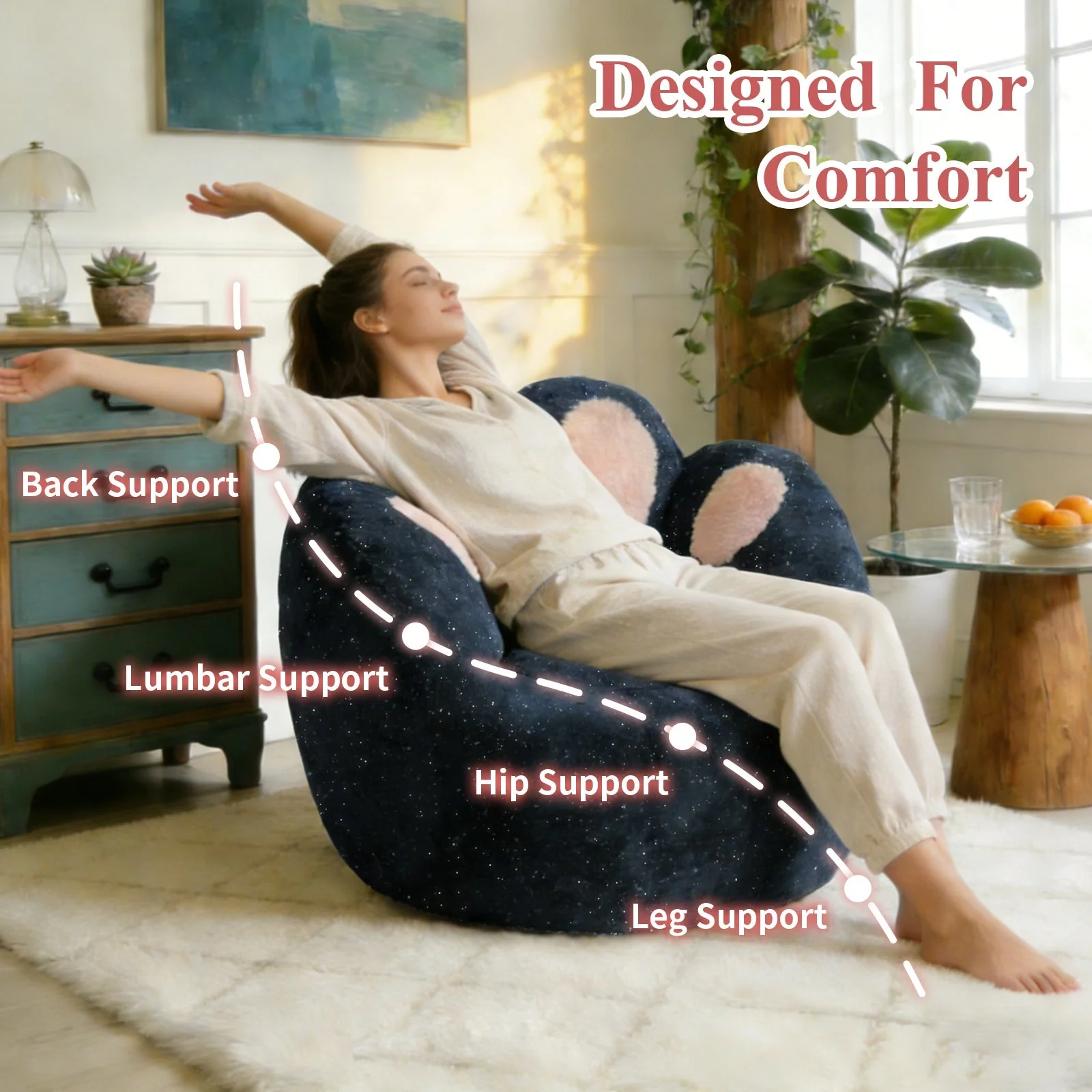 Sculptural Lounge Chair with Paw-Inspired Curved Contour Design, Lazy Sofa Chair - Image 5