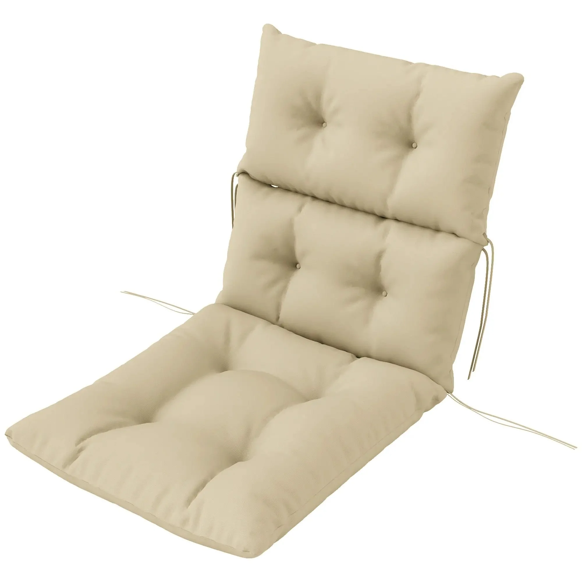 Seat Cushion 115x56cm Water-Repellent with Ties, Beige