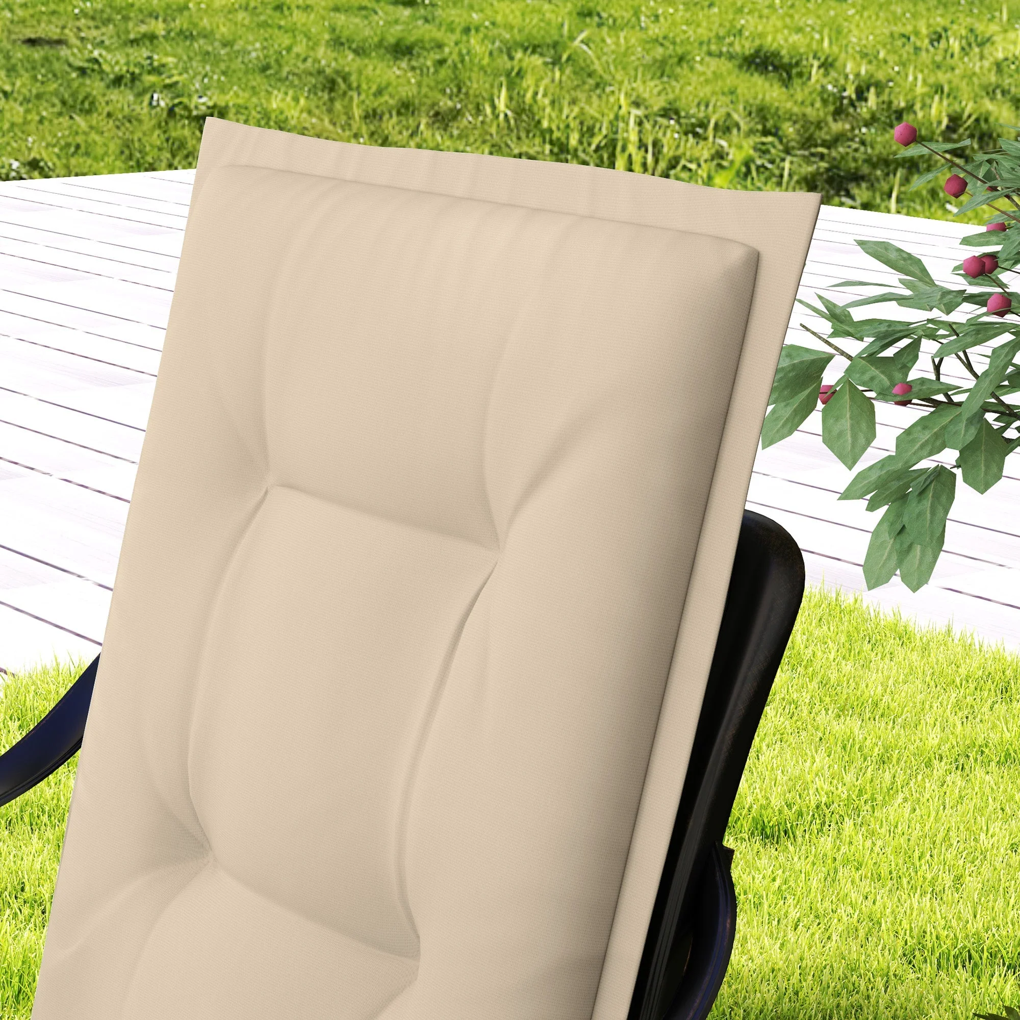 Seat Cushions, Set of 4 Chair Pads, Outdoor Indoor, Beige
