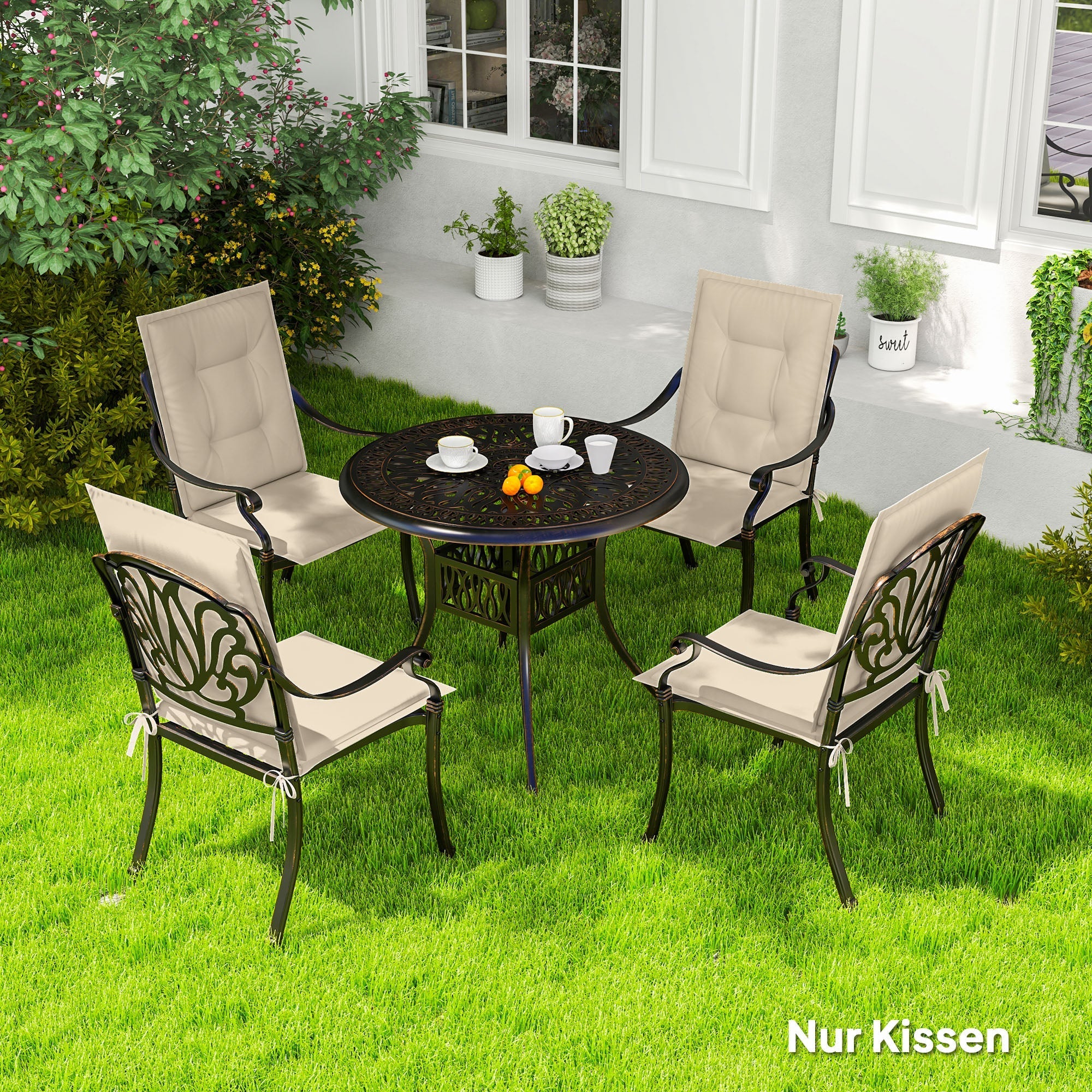 Seat Cushions, Set of 4 Chair Pads, Outdoor Indoor, Beige - Image 2