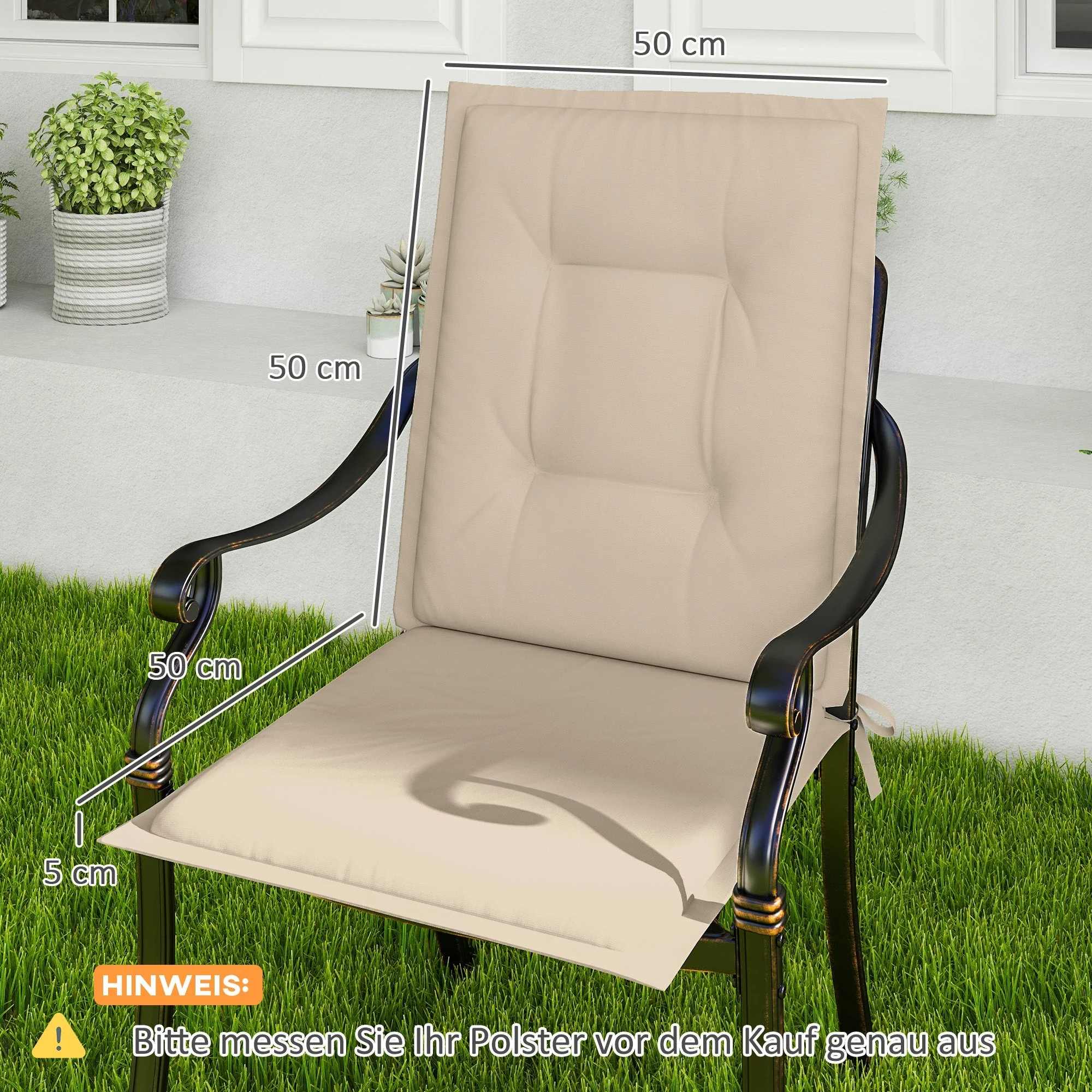 Seat Cushions, Set of 4 Chair Pads, Outdoor Indoor, Beige - Image 4