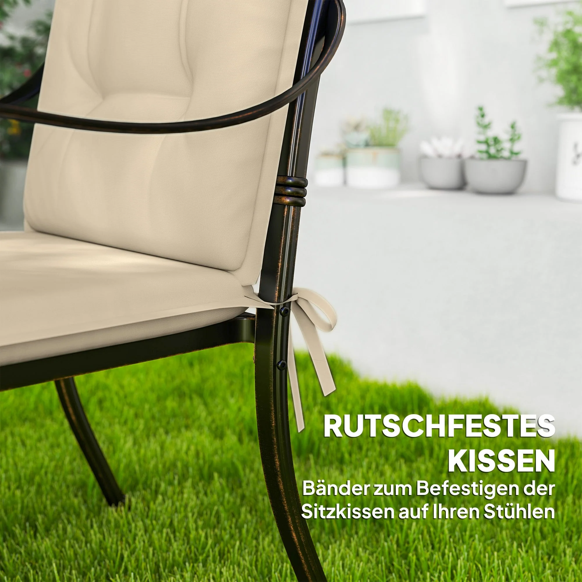 Seat Cushions, Set of 4 Chair Pads, Outdoor Indoor, Beige - Image 7