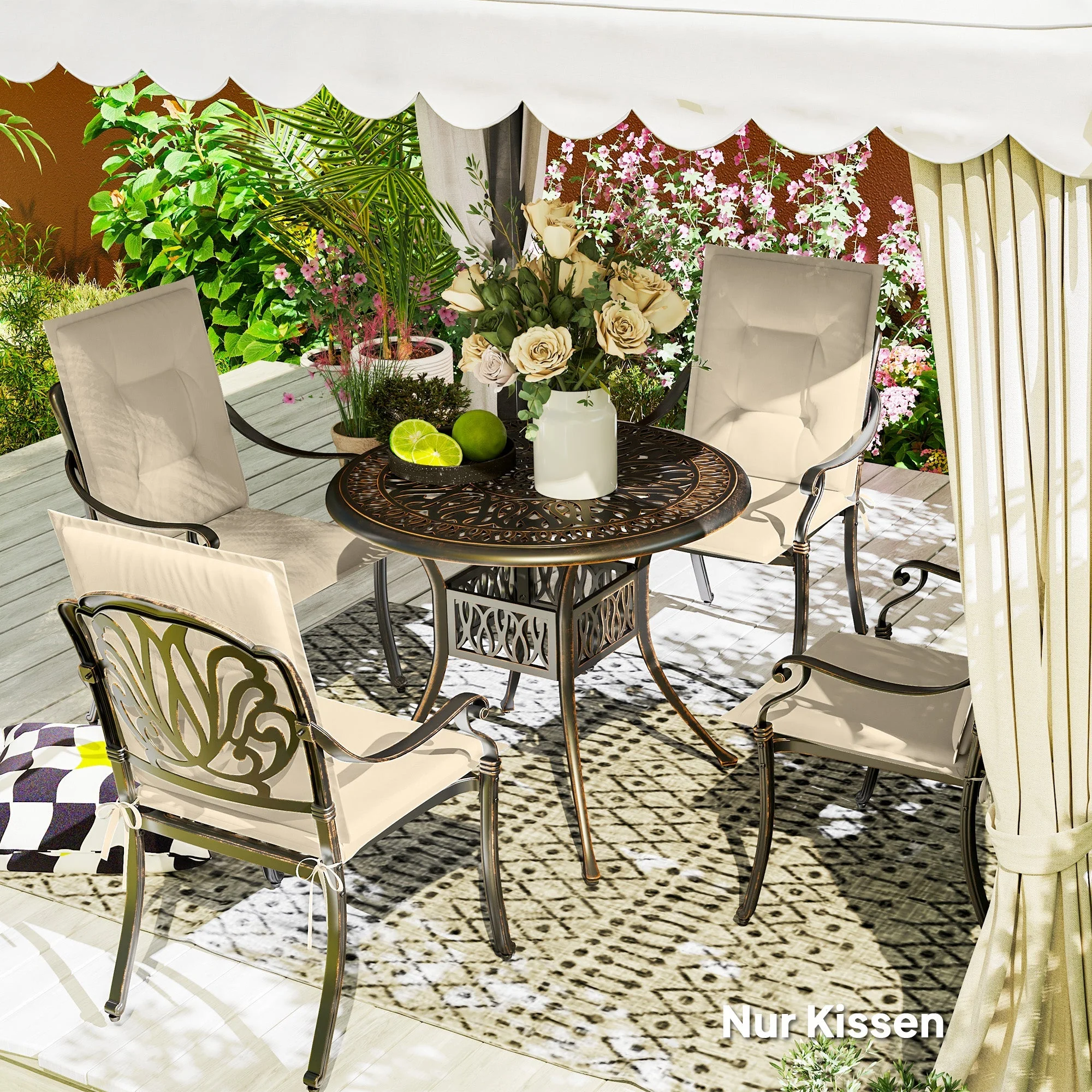 Seat Cushions, Set of 4 Chair Pads, Outdoor Indoor, Beige - Image 8