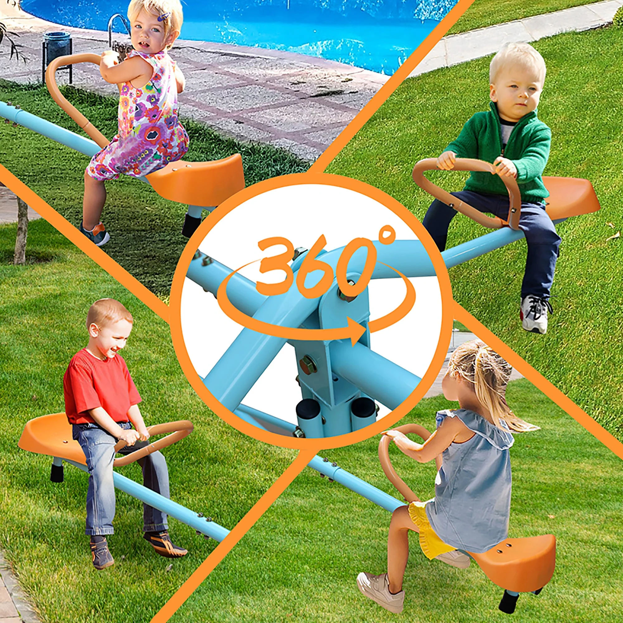 Seesaw - Heavy-Duty Steel Frame, Anti-Slip (Blue, Orange) - Image 6