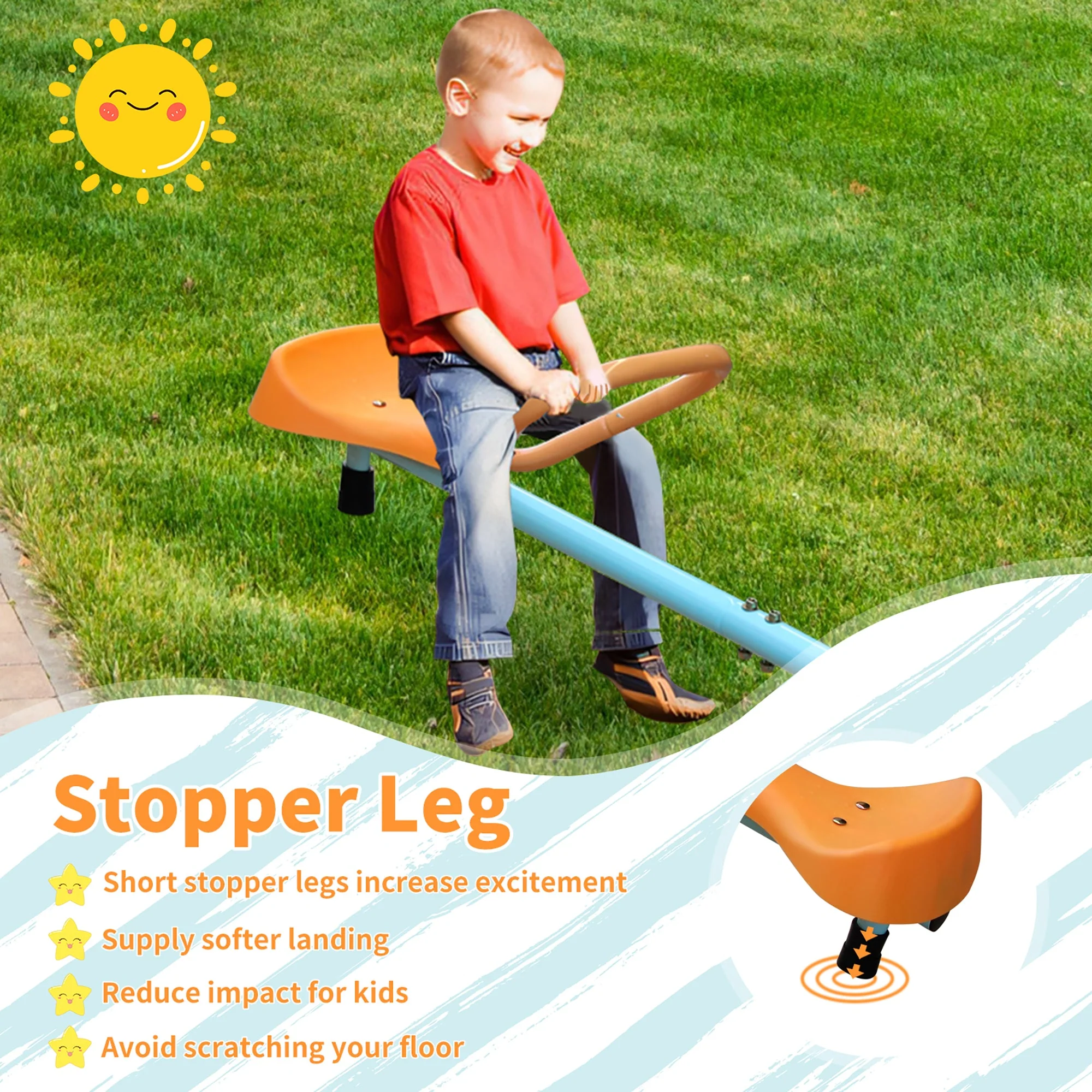 Seesaw - Heavy-Duty Steel Frame, Anti-Slip (Blue, Orange) - Image 7