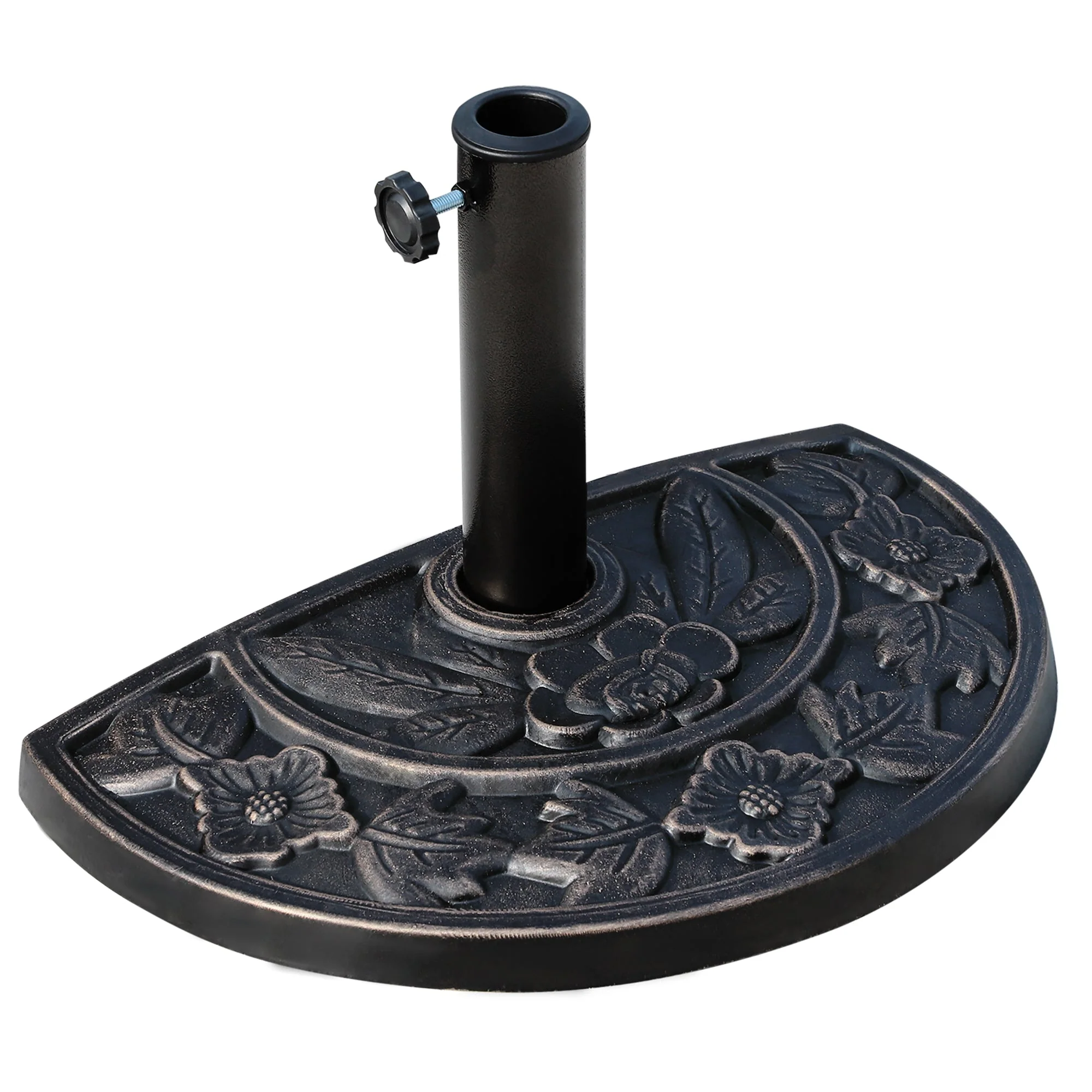 Semi-circular Parasol Base 50x31x32cm Stable Resin/Stainless Steel Bronze - Image 2