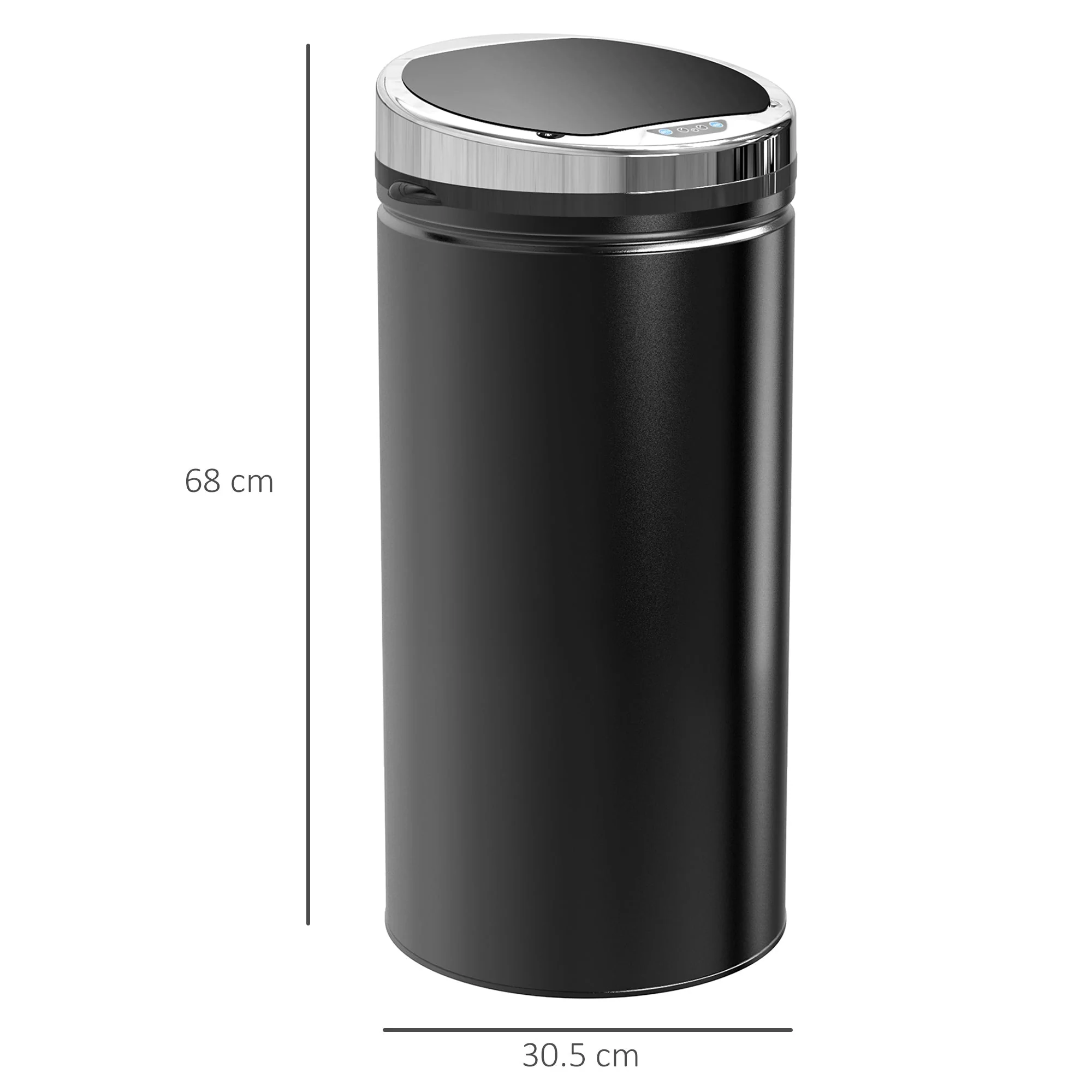 Sensor Trash Can 42L, Electric Automatic Waste Bin, Steel Black - Image 3