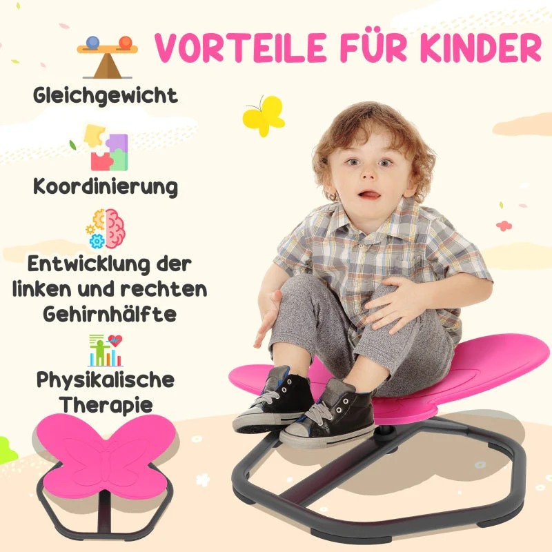 Sensory Swivel Chair for Children Butterfly Shape Balance Coordination Pink - Image 3