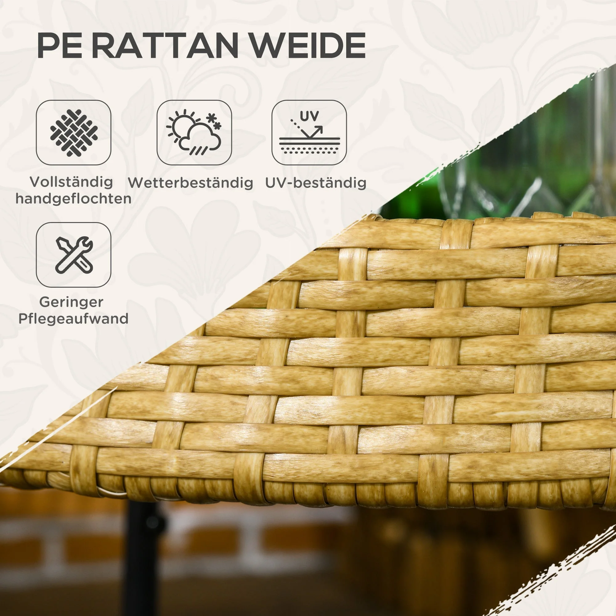 Serving Cart, 2 Shelves, Rattan, Natural - Image 5