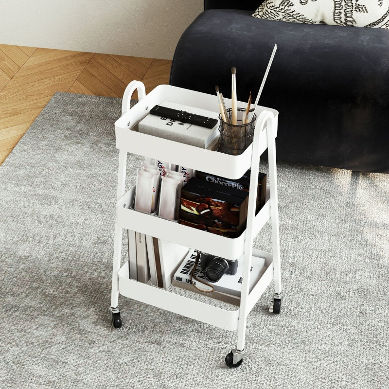 Serving Cart, 3 Levels with Wheels and Brake, White - Image 5