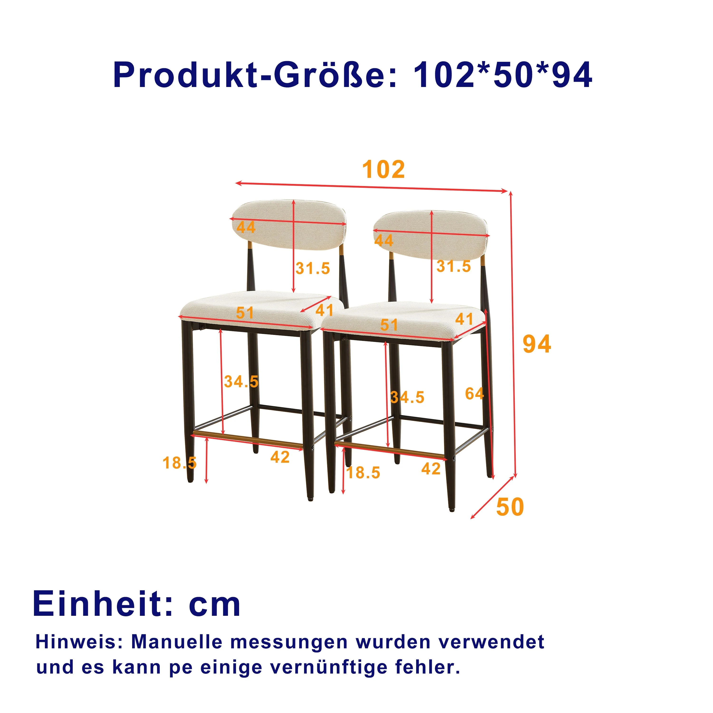 Set of 2 Bar Stools Counter Height French Country Retro - Cream Fabric - Image 2