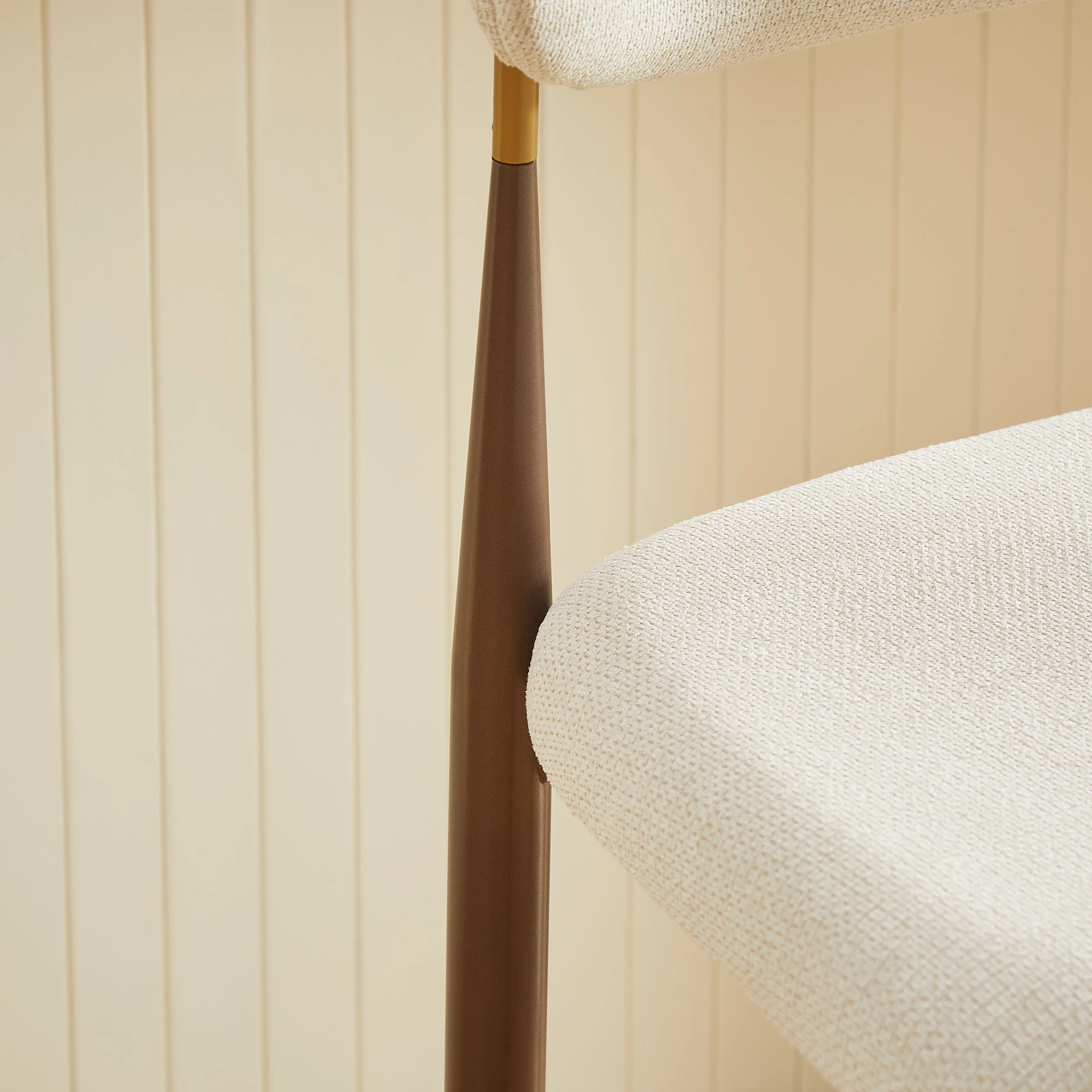 Set of 2 Bar Stools Counter Height French Country Retro - Cream Fabric - Image 7