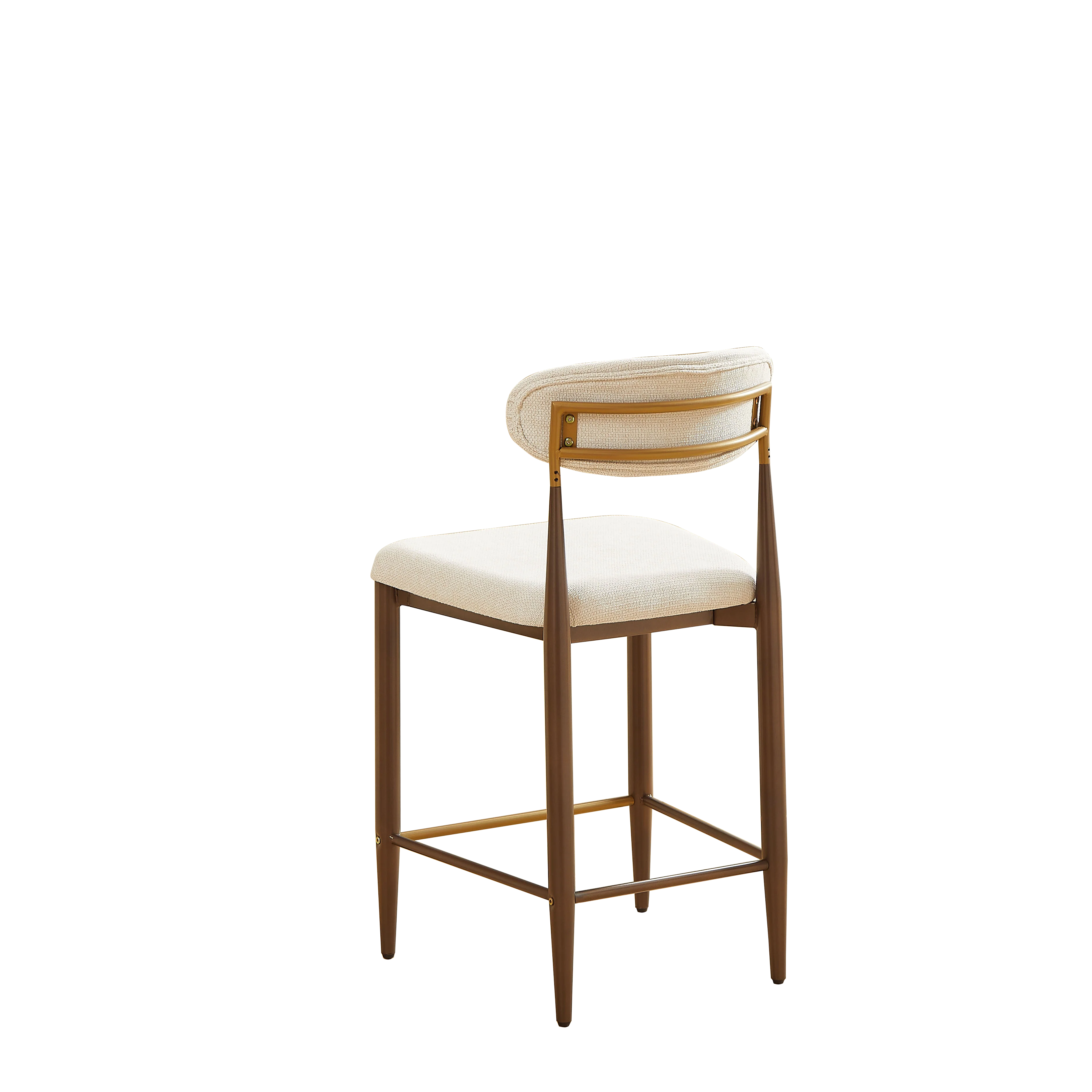 Set of 2 Bar Stools Counter Height French Country Retro - Cream Fabric - Image 8