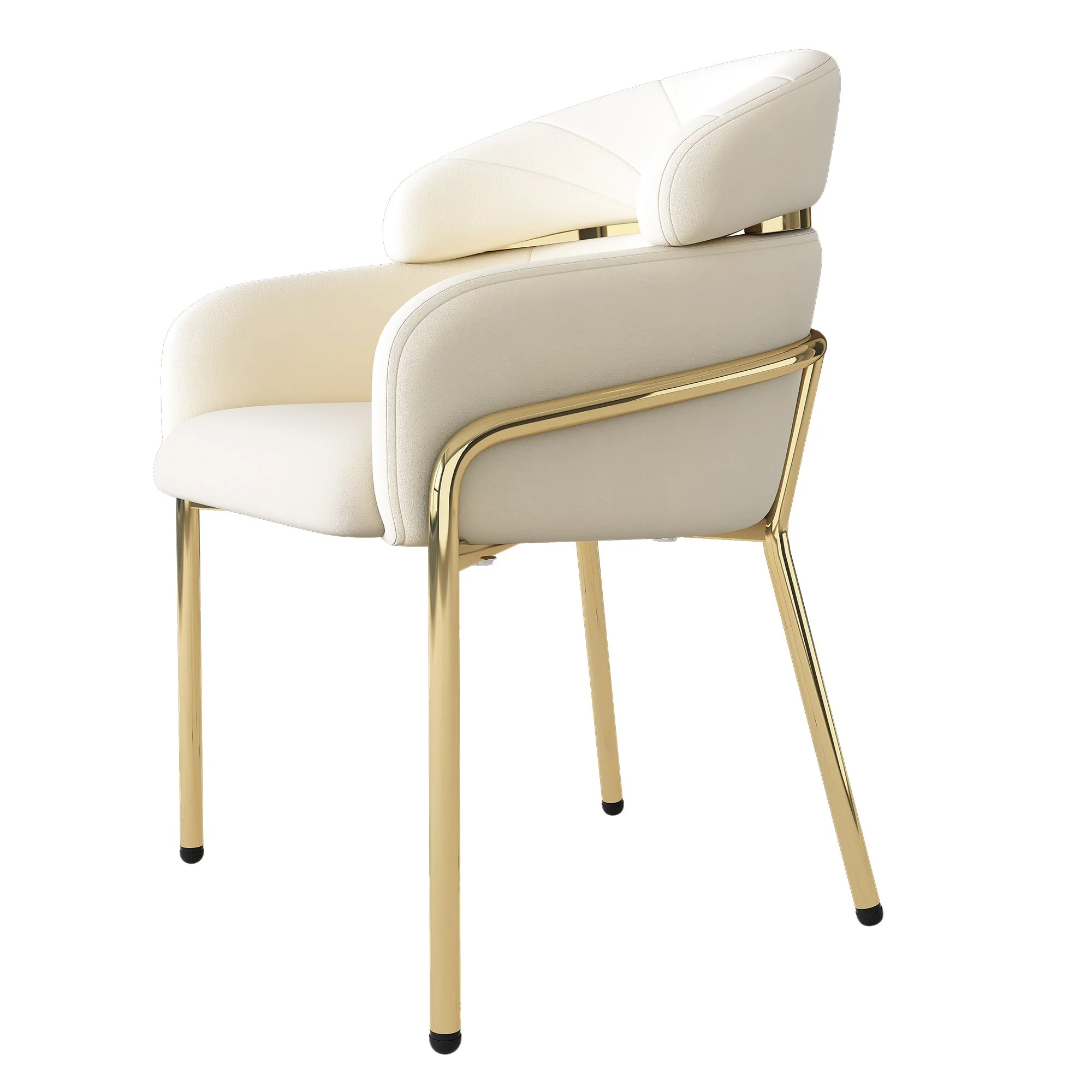 Set of 2 Dining Chairs with Metal Legs and Lightweight Luxury Design, Beige Velvet - Image 7