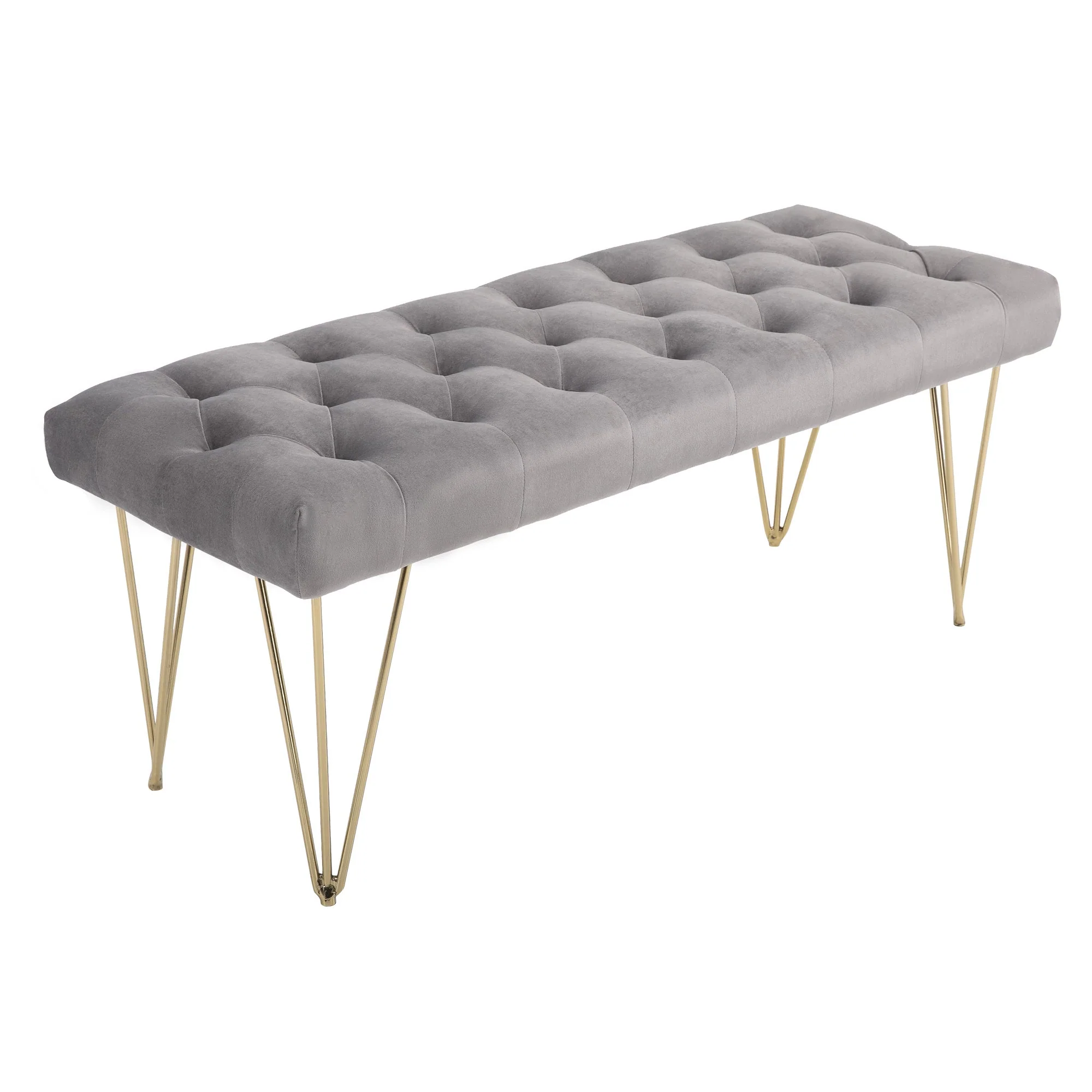 Shoe Bench, Velvet Cover, Entrance Area, Grey