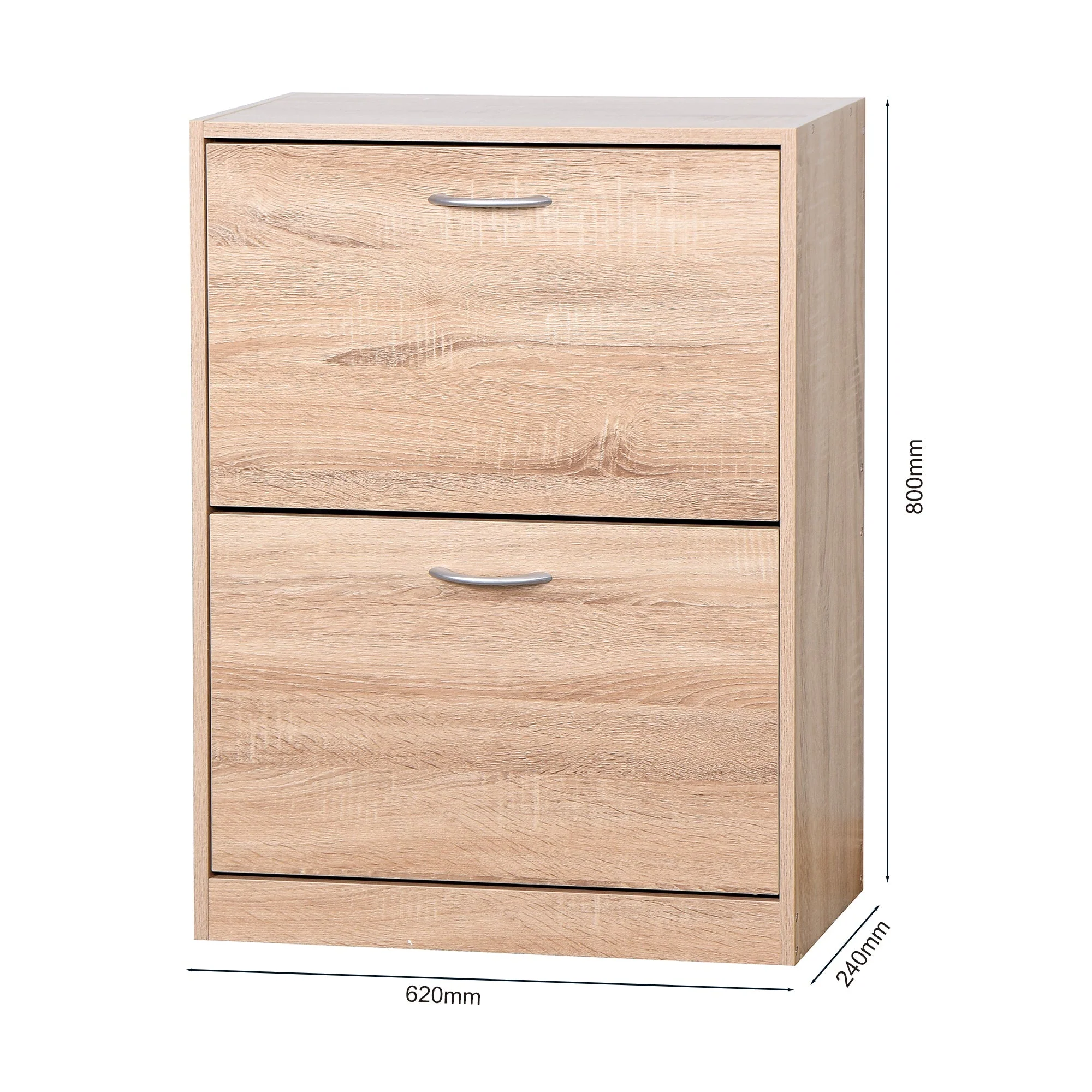 Shoe Cabinet 2 Hinged Doors Entryway Storage - Vintage Wood Grain - Image 2