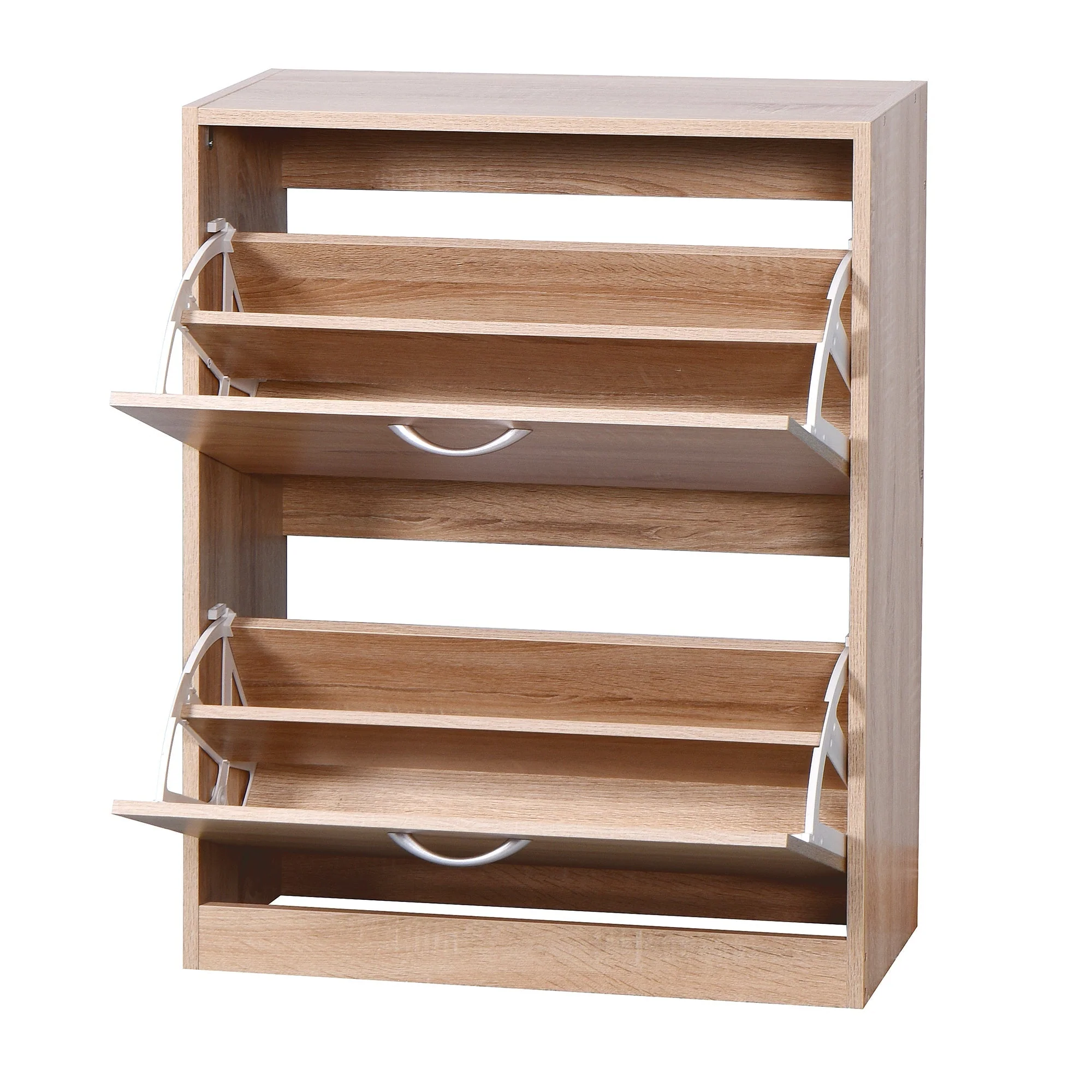 Shoe Cabinet 2 Hinged Doors Entryway Storage - Vintage Wood Grain - Image 3