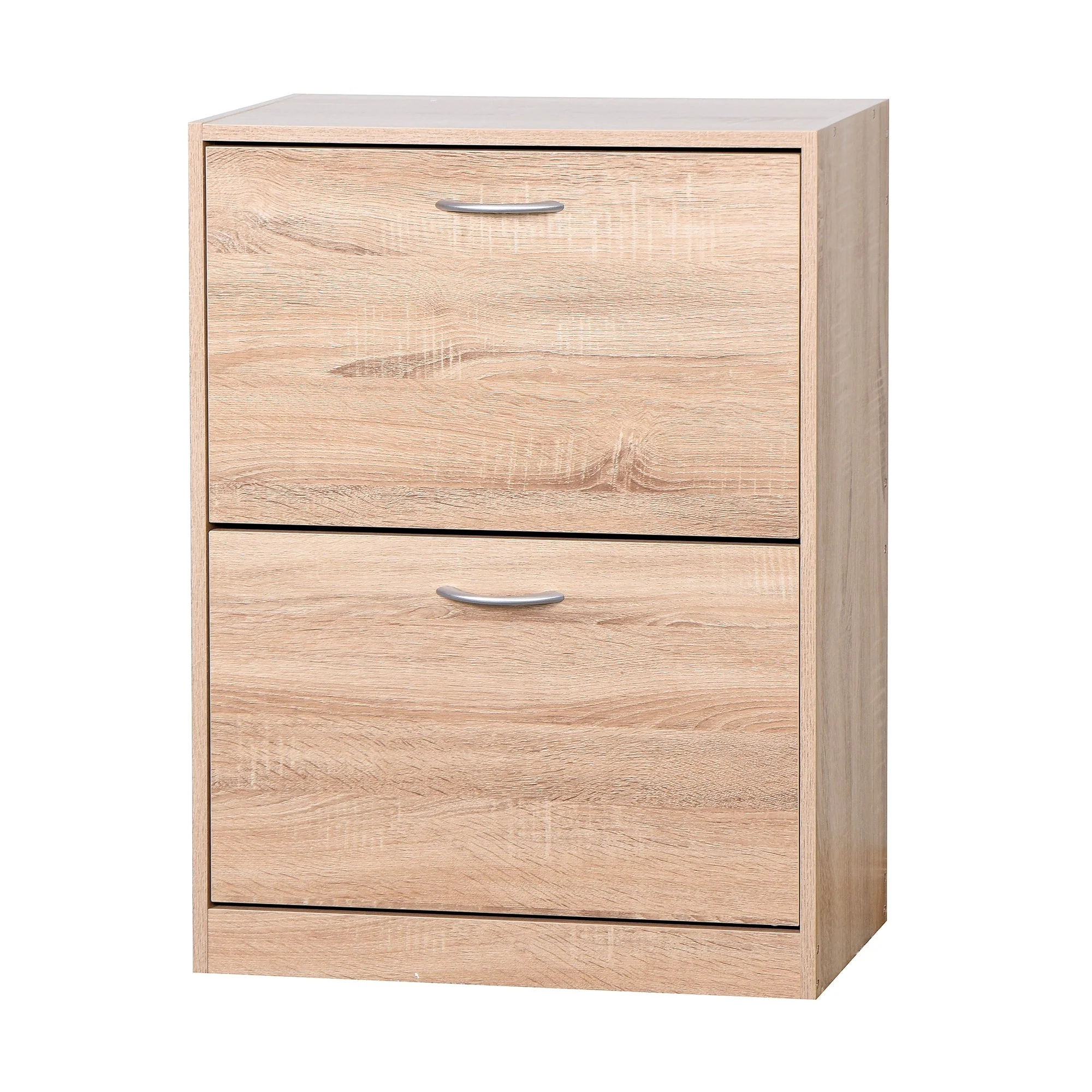 Shoe Cabinet 2 Hinged Doors Entryway Storage - Vintage Wood Grain - Image 9