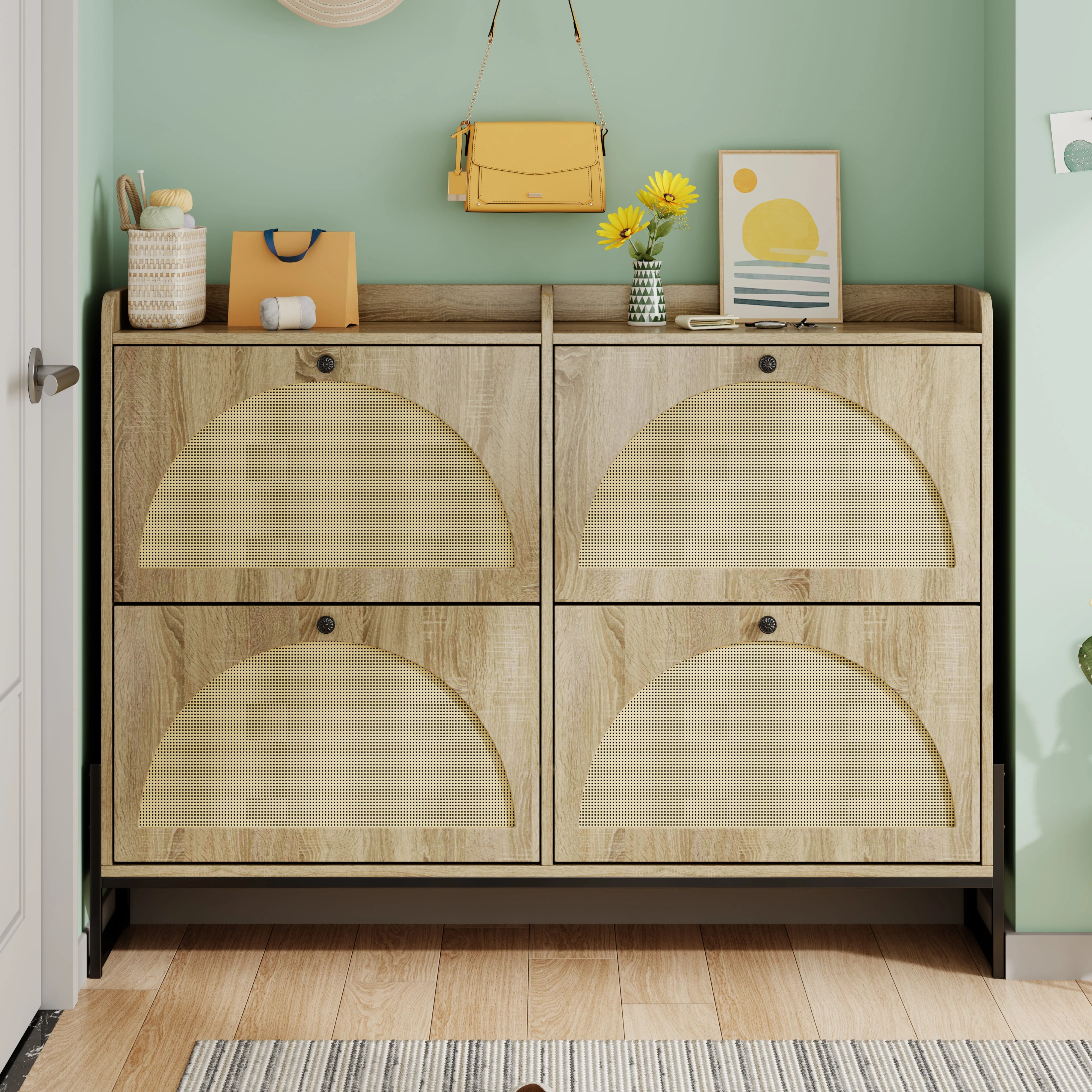 Shoe cabinet 4 flaps adjustable narrow for hallway - Image 7