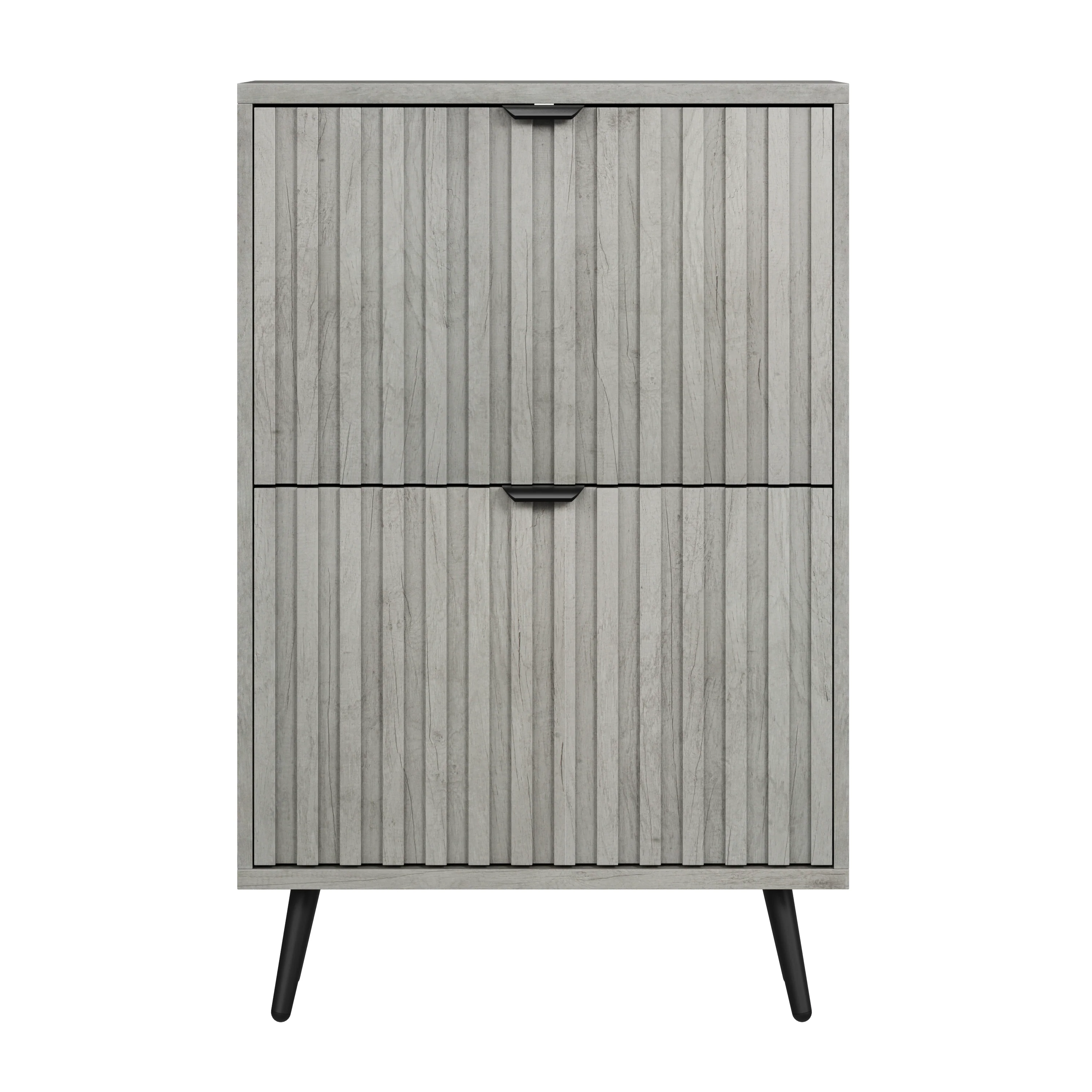 Shoe Cabinet 60cm with 2 Flip-Drawers, Grey - Image 7
