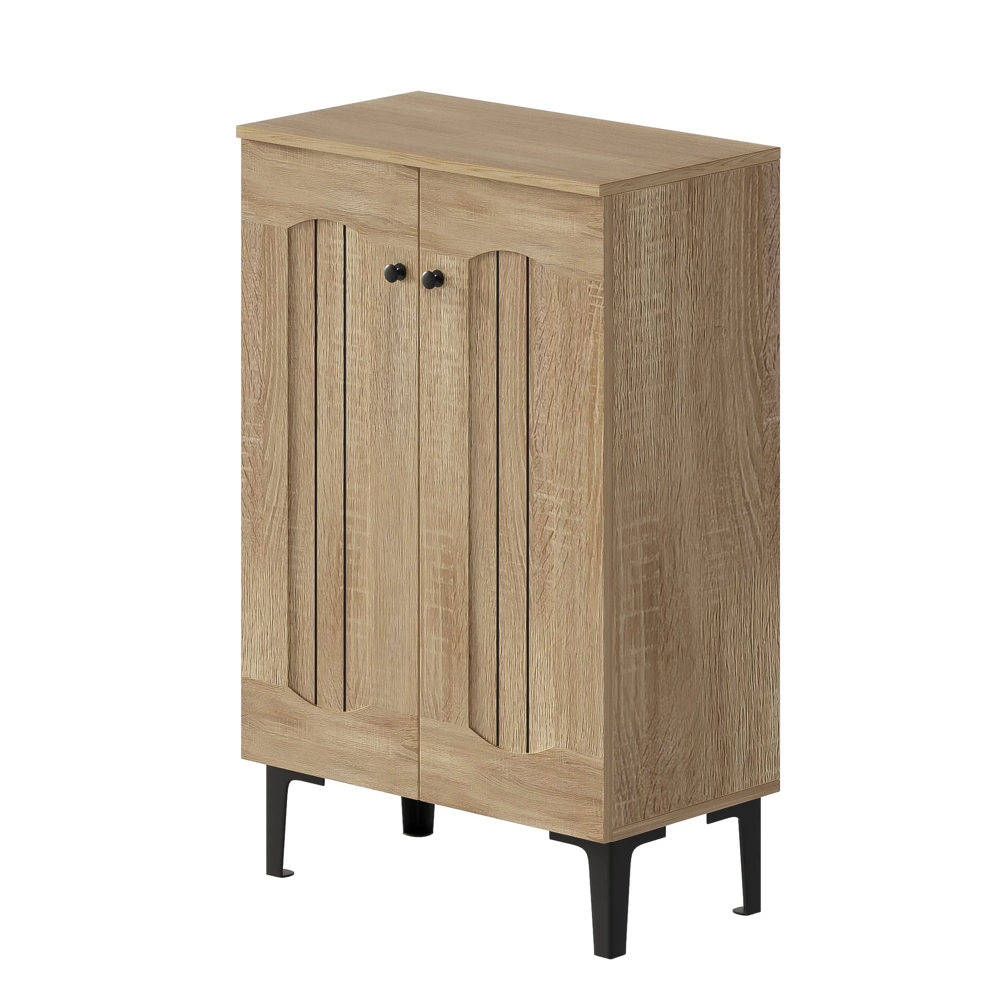 Shoe Cabinet Double Door Multi-Tier Storage - Decorative Shelf - Image 10