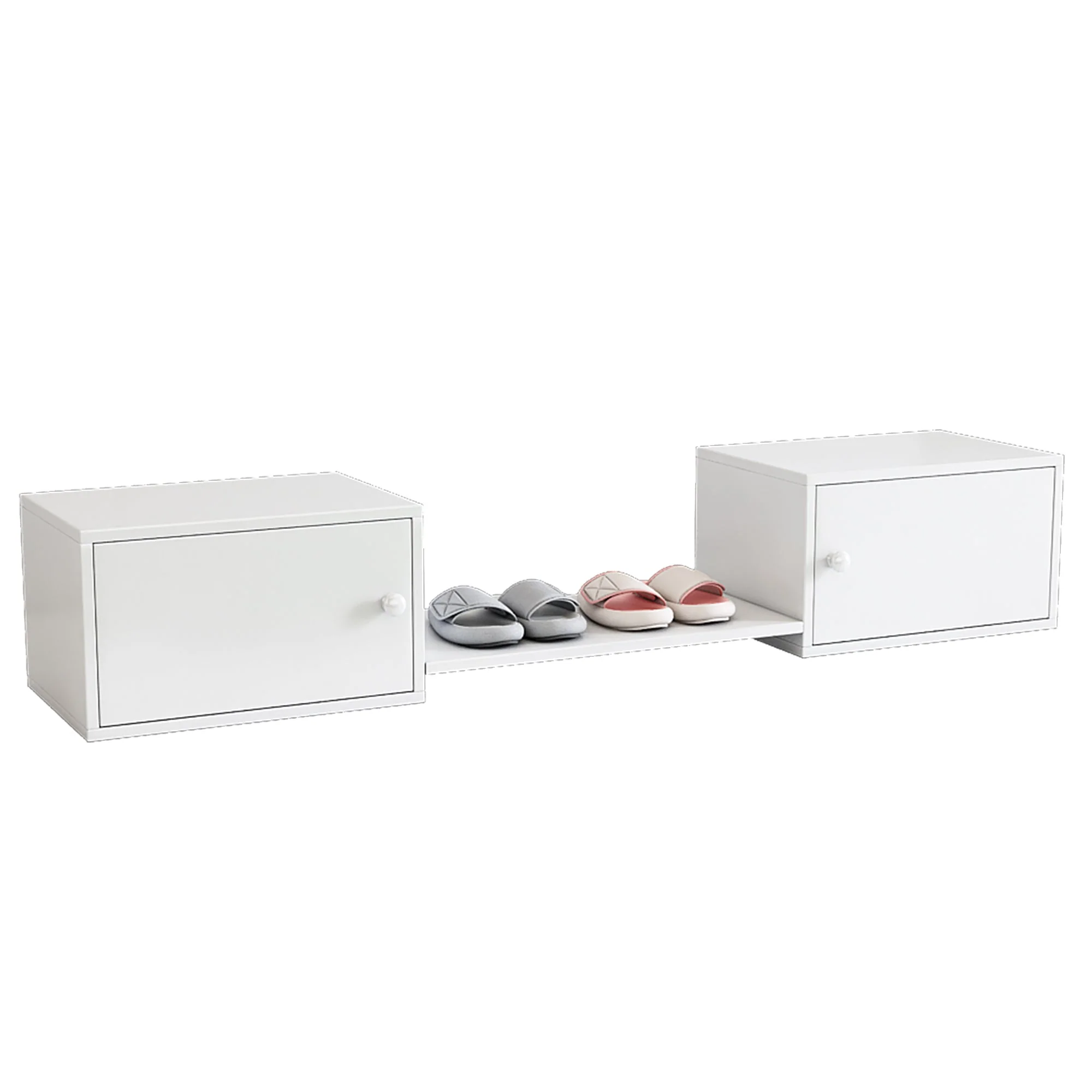 Shoe Cabinet, Entryway Furniture Multi-Use Bench, White - Image 4
