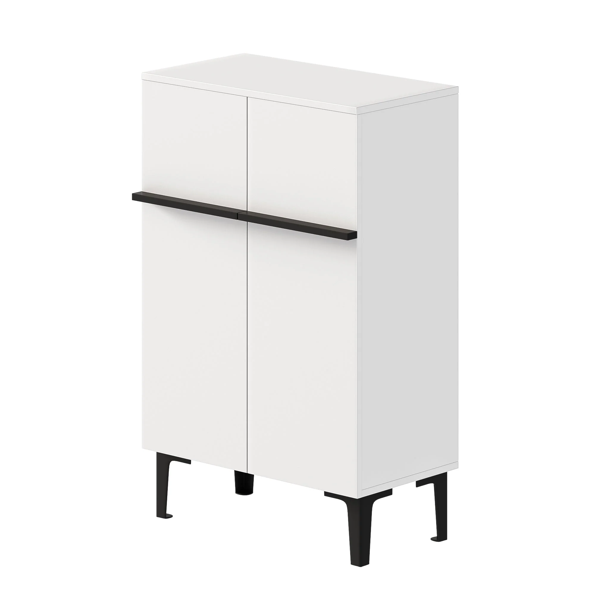 Shoe Cabinet Modern Double Doors Adjustable Shelves 95x60x34.5cm - White - Image 9