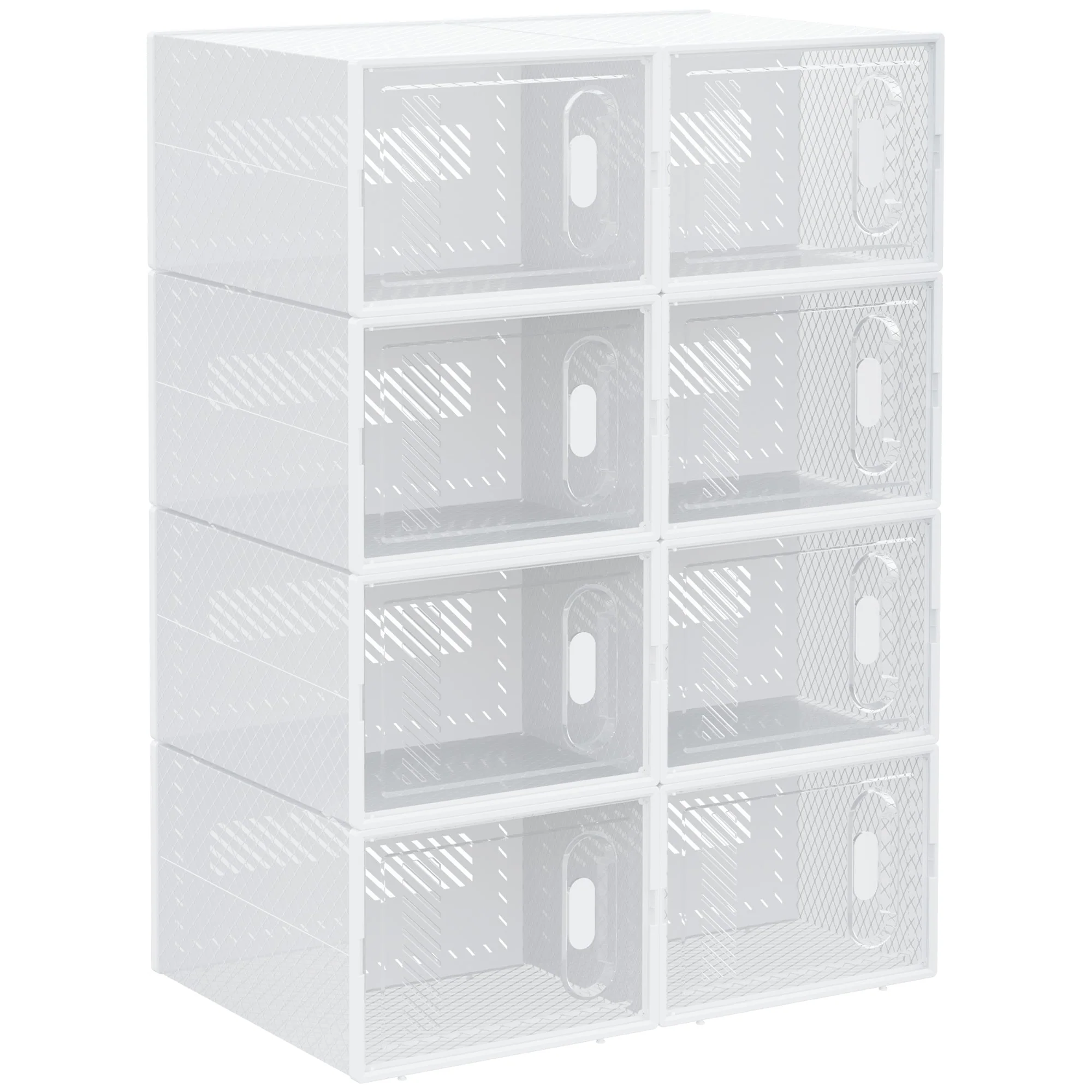 Shoe Cabinet Modular 8 Compartments Transparent Plastic - Image 2