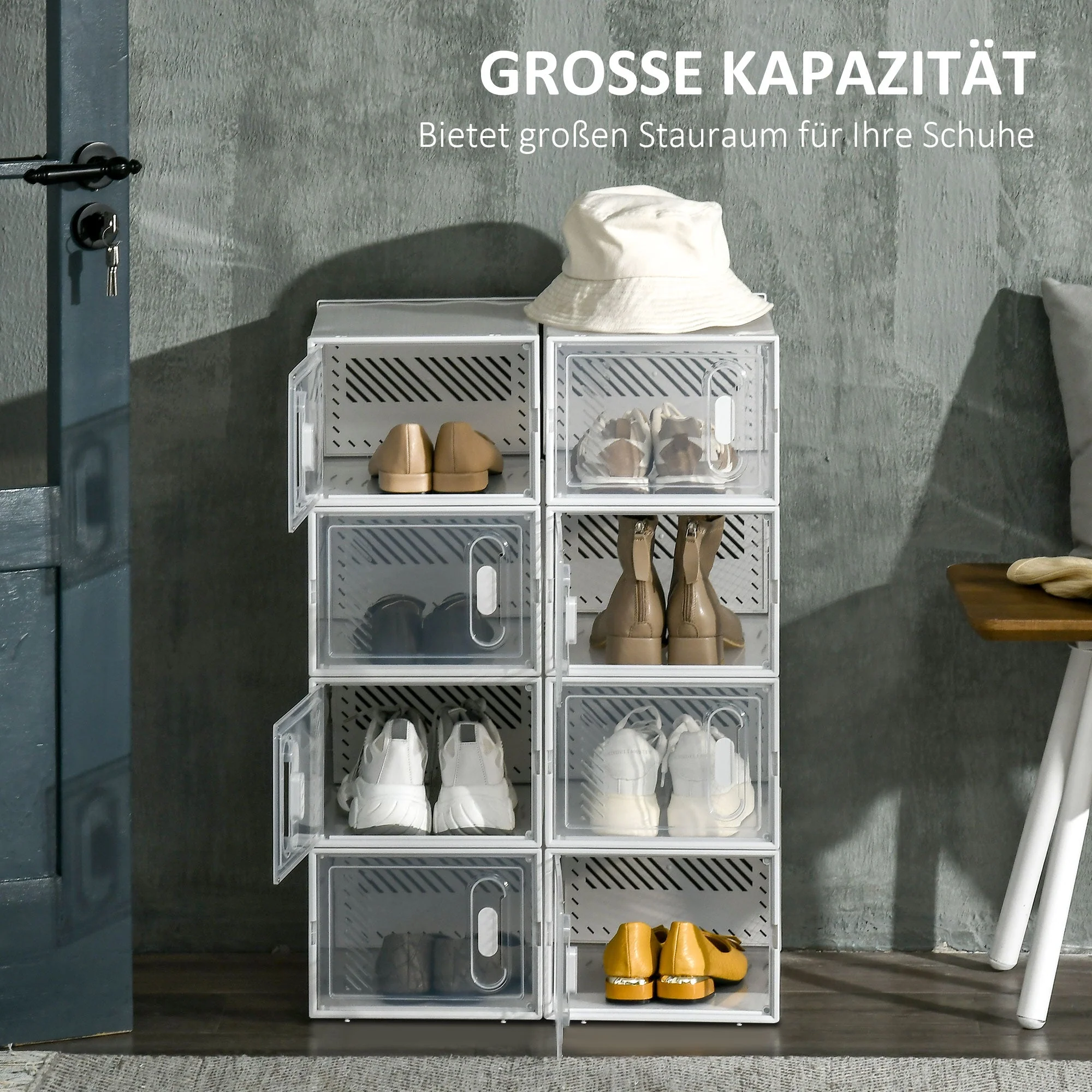 Shoe Cabinet Modular 8 Compartments Transparent Plastic - Image 5