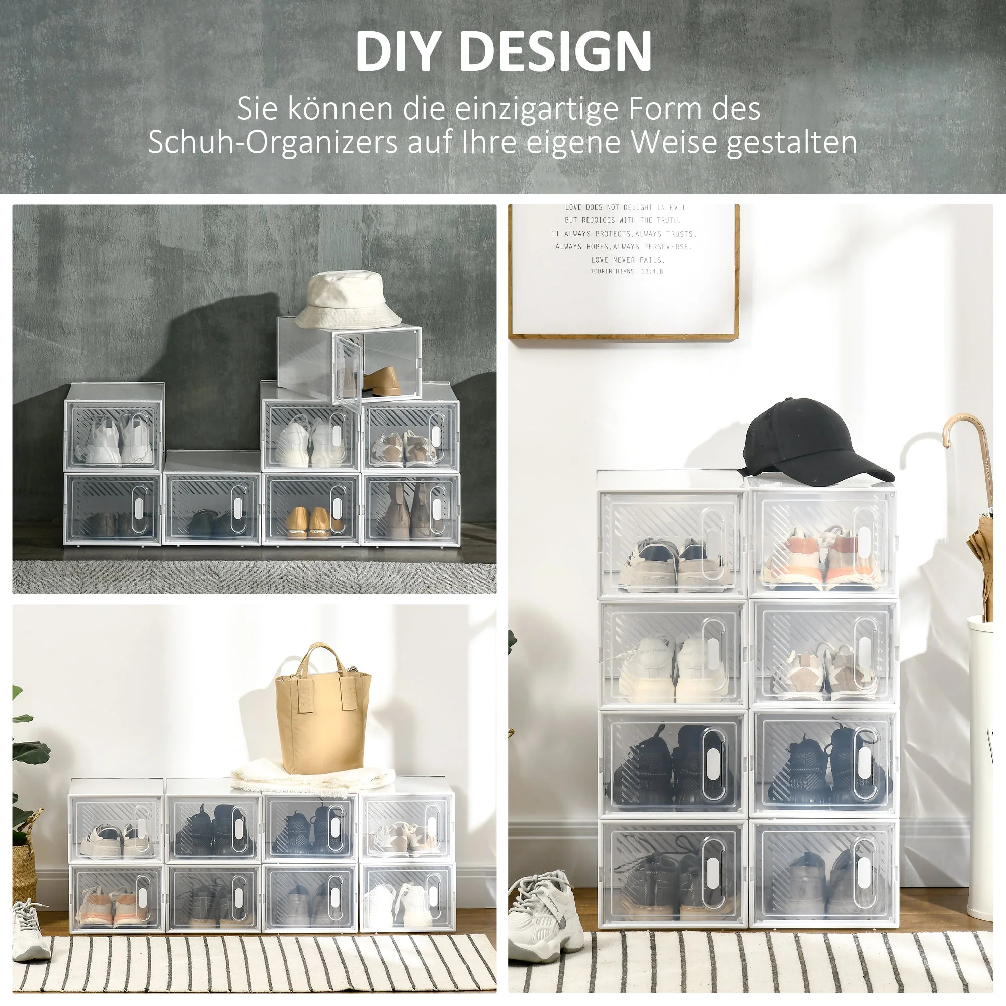 Shoe Cabinet Modular 8 Compartments Transparent Plastic - Image 6
