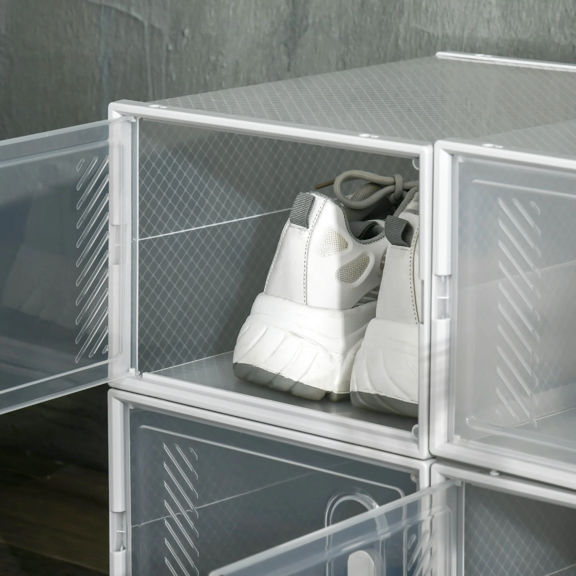 Shoe Cabinet Modular 8 Compartments Transparent Plastic - Image 7