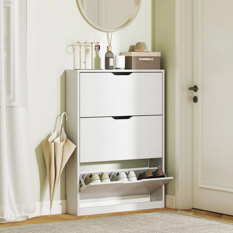 Shoe Cabinet with 3 Doors, Narrow, White - Image 7