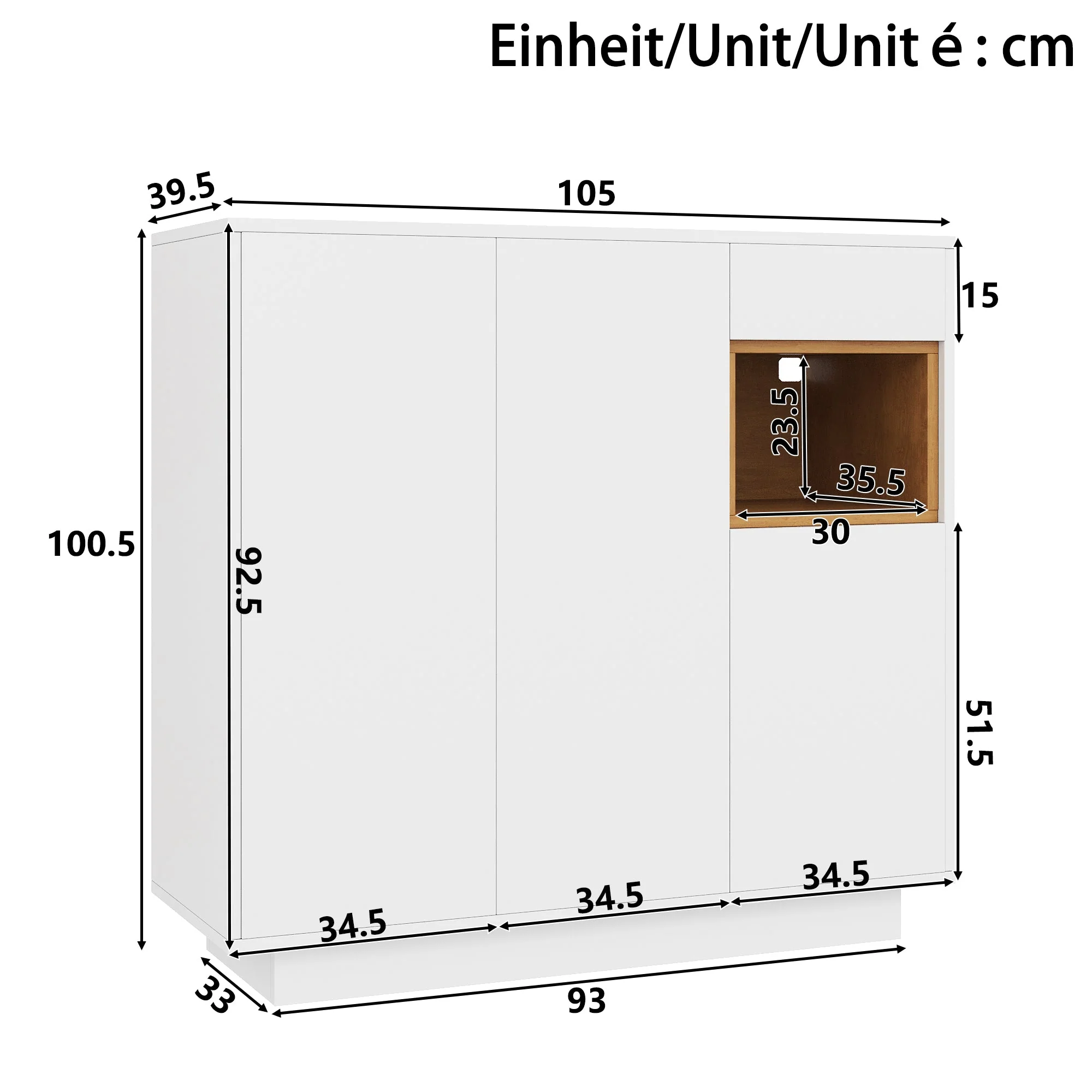 Shoe Cabinet with Adjustable Shelves for 14-18 Pairs, White and Natural Wood - Image 6