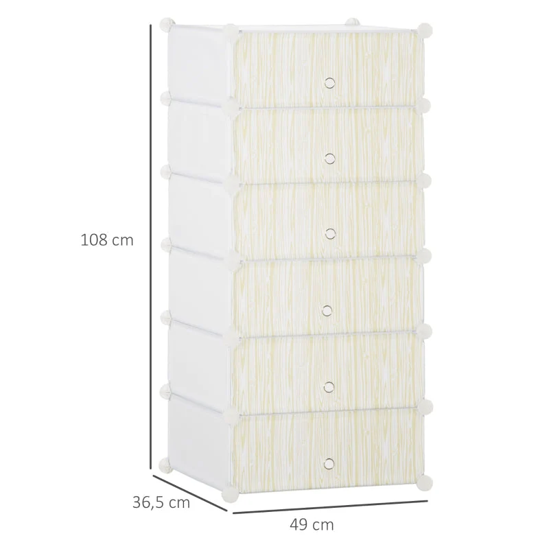 Shoe Rack, 6 Pairs, DIY Storage, Plastic White - Image 3