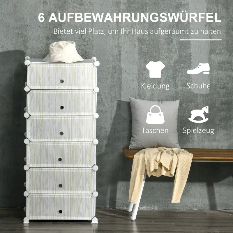 Shoe Rack, 6 Pairs, DIY Storage, Plastic White - Image 4